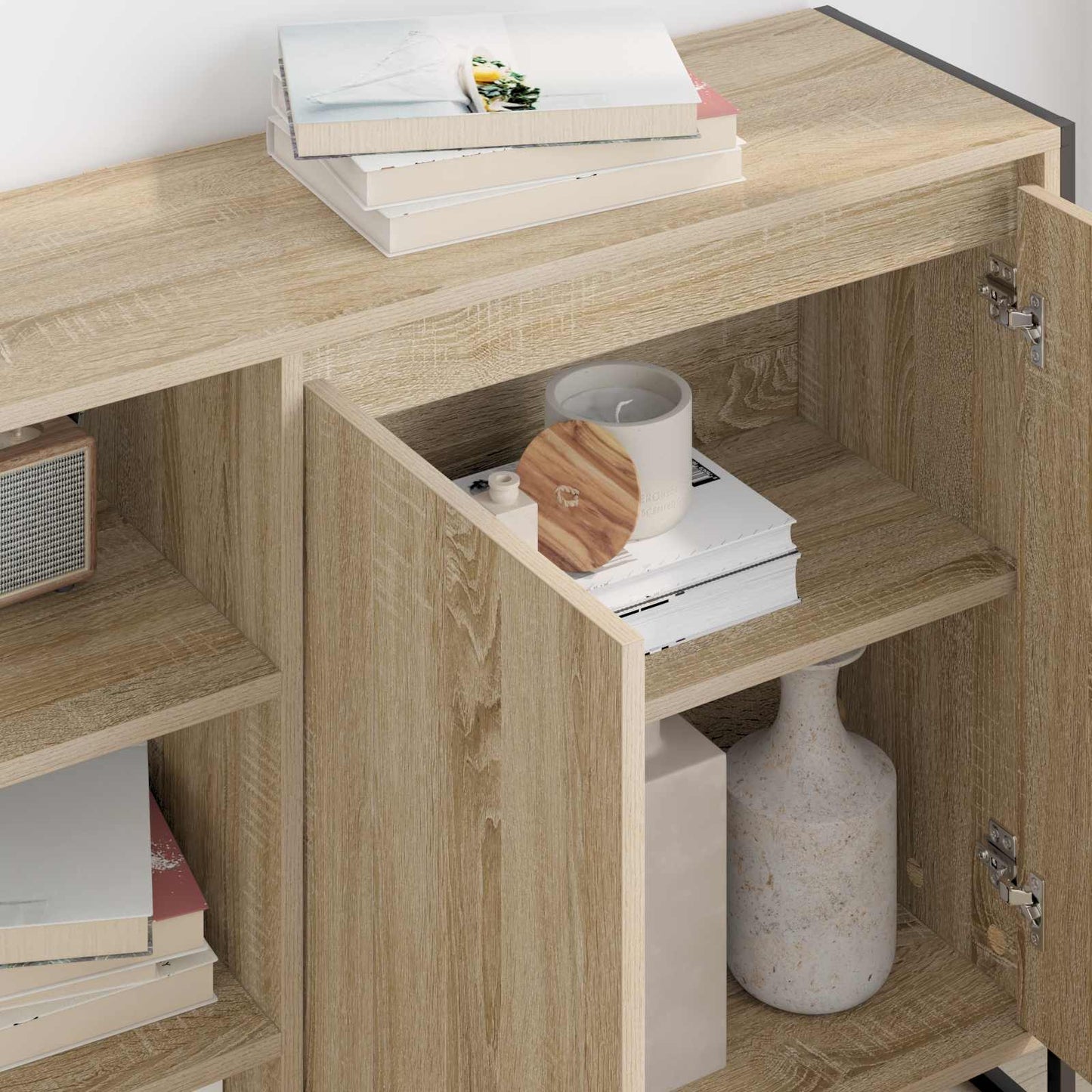Bijzetkast Sonoma 96.5 x 30 x 75 cm Bewerkt hout is nu te koop bij PeponiXL, paradijselijk wonen!