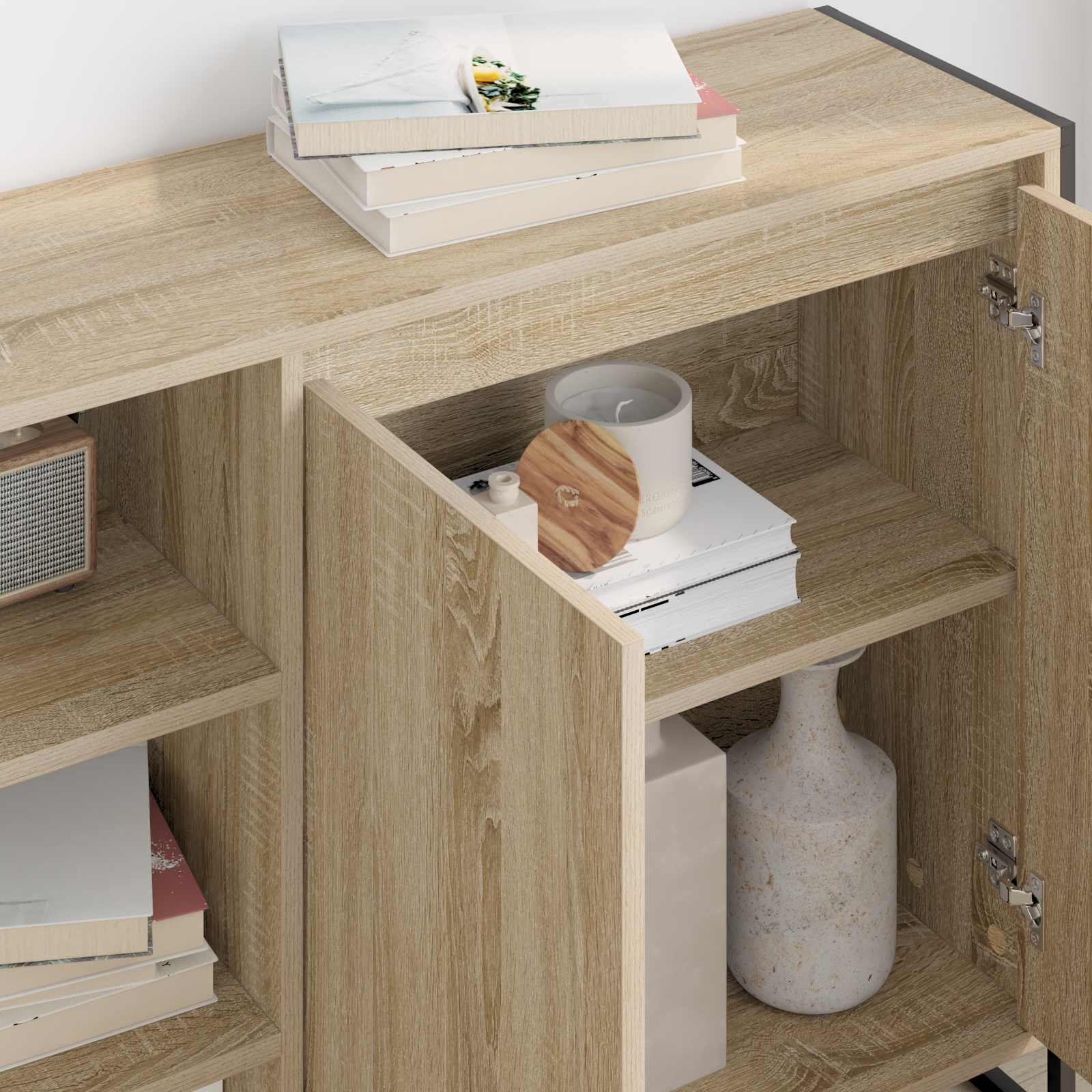 Bijzetkast Sonoma 96.5 x 30 x 75 cm Bewerkt hout is nu te koop bij PeponiXL, paradijselijk wonen!