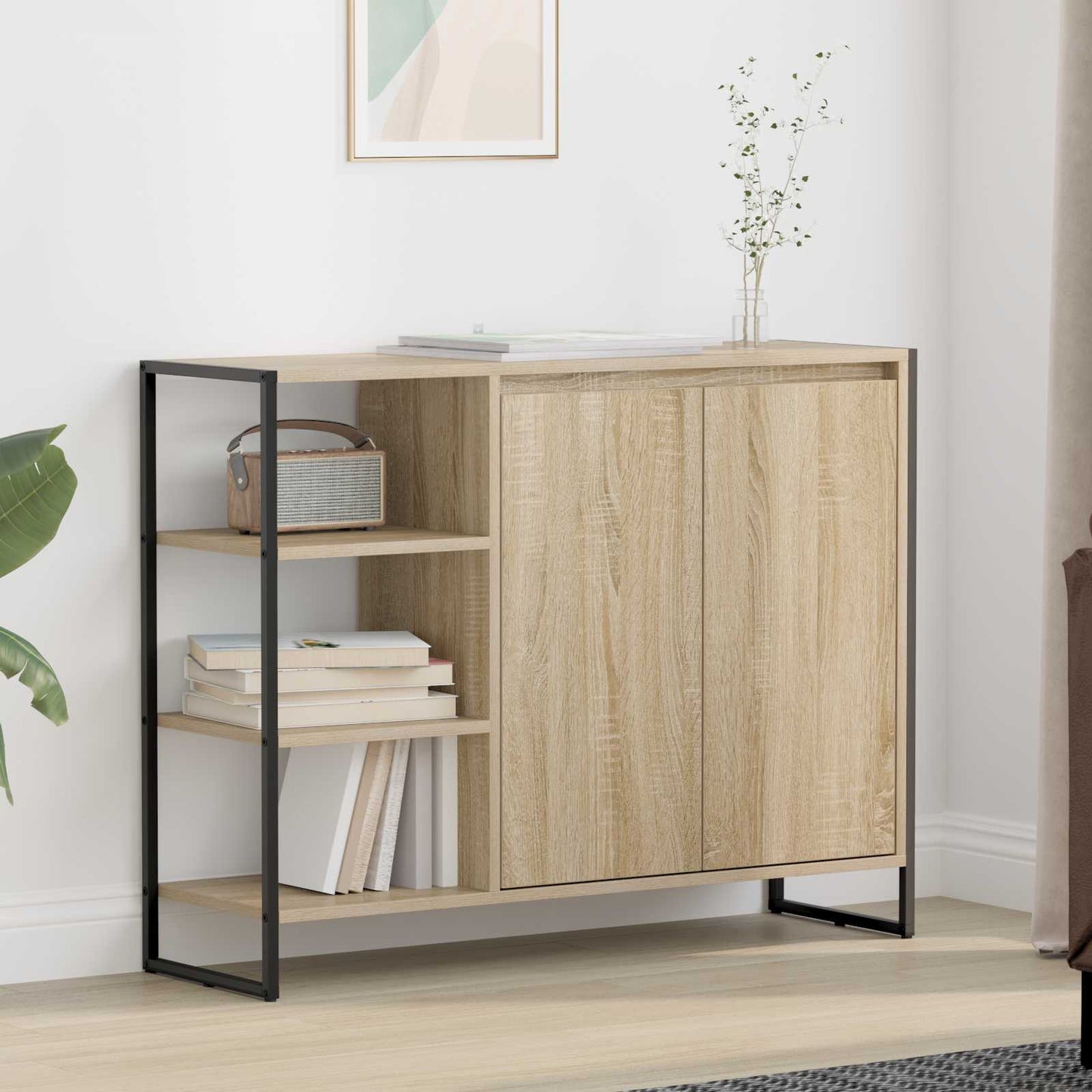 Bijzetkast Sonoma 96.5 x 30 x 75 cm Bewerkt hout is nu te koop bij PeponiXL, paradijselijk wonen!