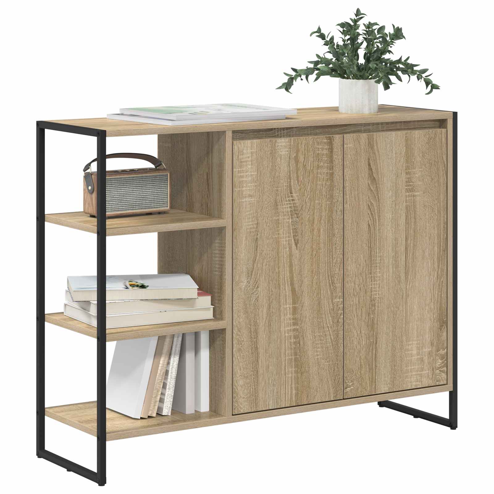 Bijzetkast Sonoma 96.5 x 30 x 75 cm Bewerkt hout is nu te koop bij PeponiXL, paradijselijk wonen!