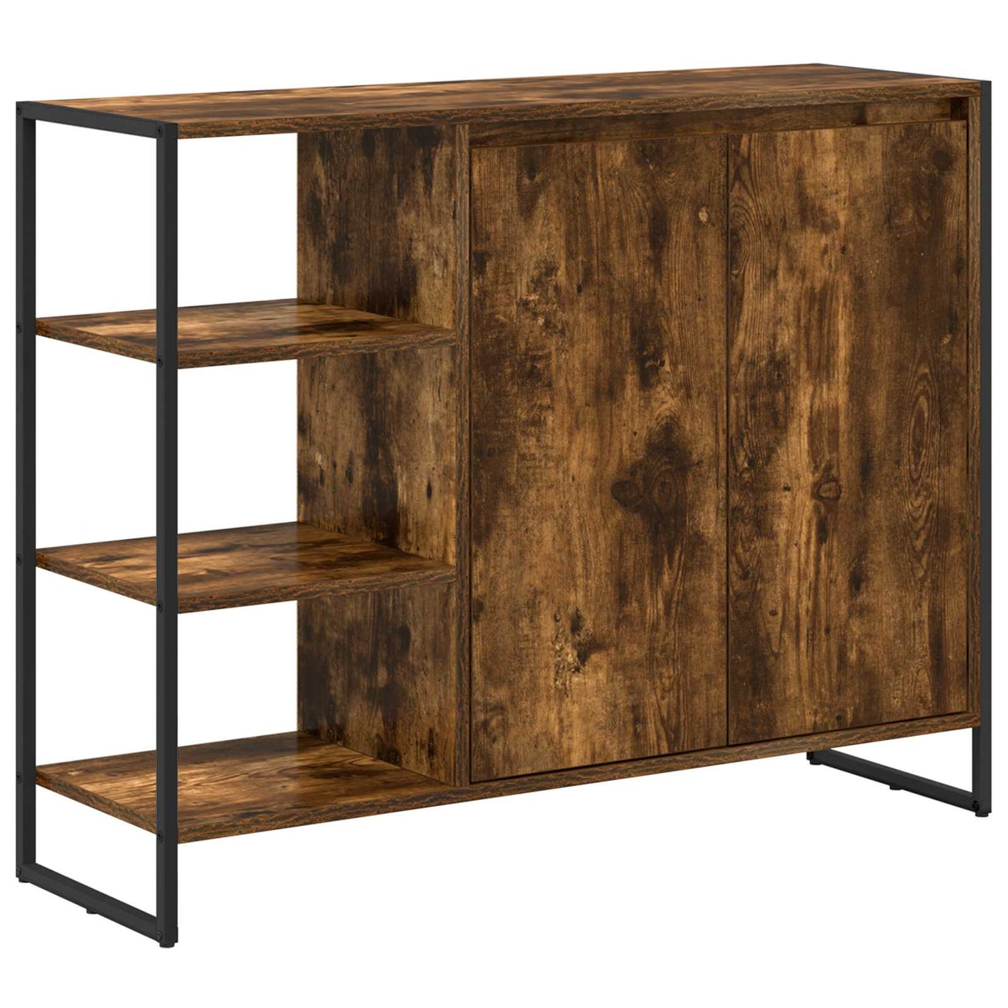 Bijzetkast Rook Eik 96.5 x 30 x 75 cm Bewerkt hout is nu te koop bij PeponiXL, paradijselijk wonen!