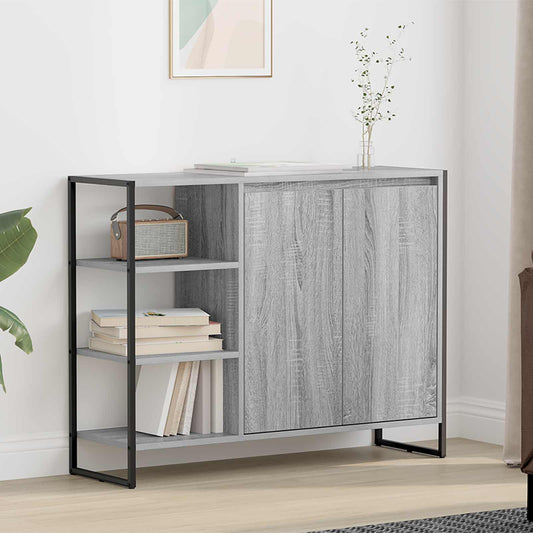 Bijzetkast Grijs Sonoma 96.5 x 30 x 75 cm Bewerkt hout is nu te koop bij PeponiXL, paradijselijk wonen!