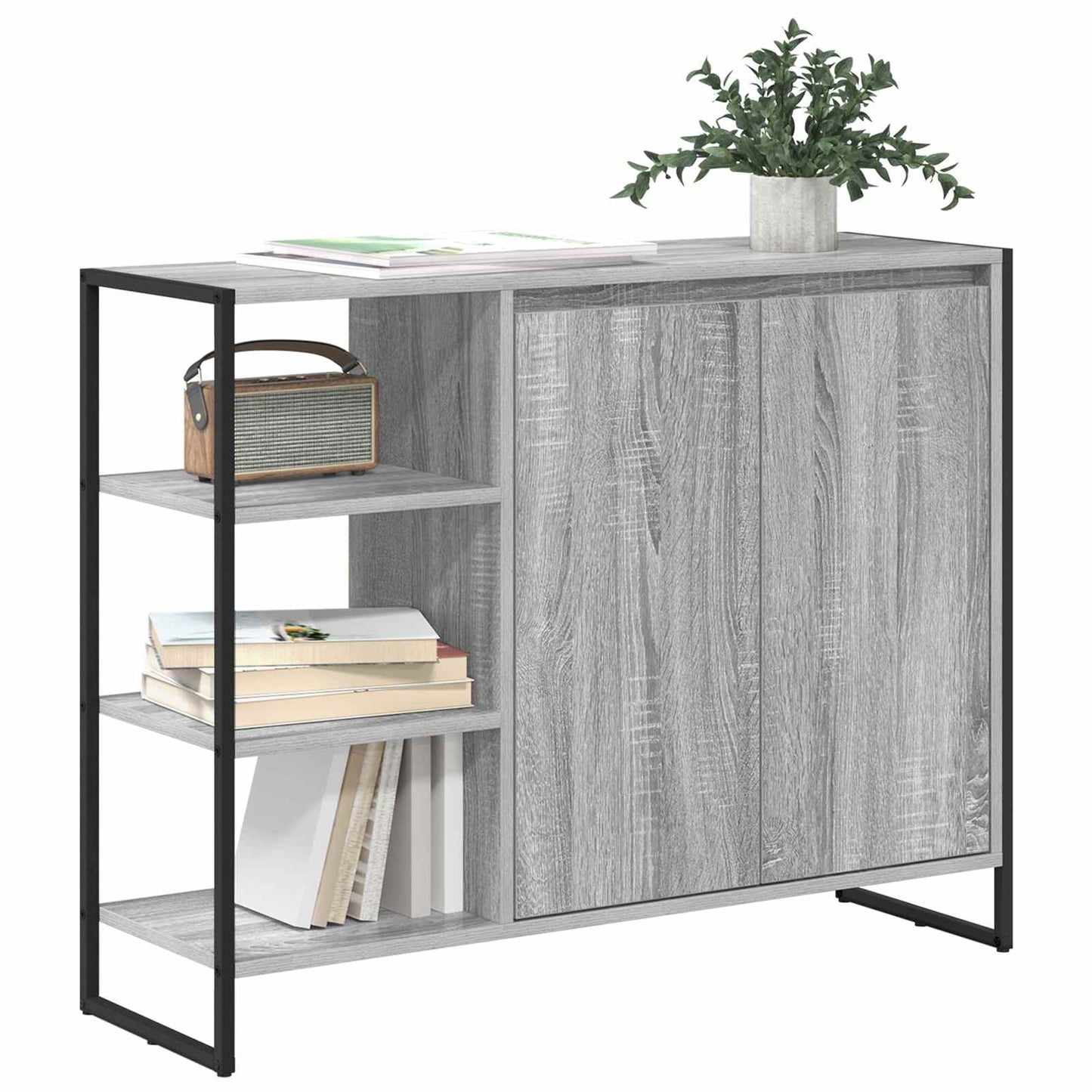 Bijzetkast Grijs Sonoma 96.5 x 30 x 75 cm Bewerkt hout is nu te koop bij PeponiXL, paradijselijk wonen!