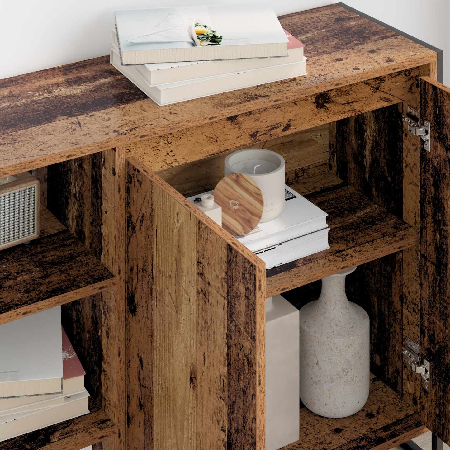 Bijzetkast Oud Hout 96.5 x 30 x 75 cm Bewerkt hout is nu te koop bij PeponiXL, paradijselijk wonen!