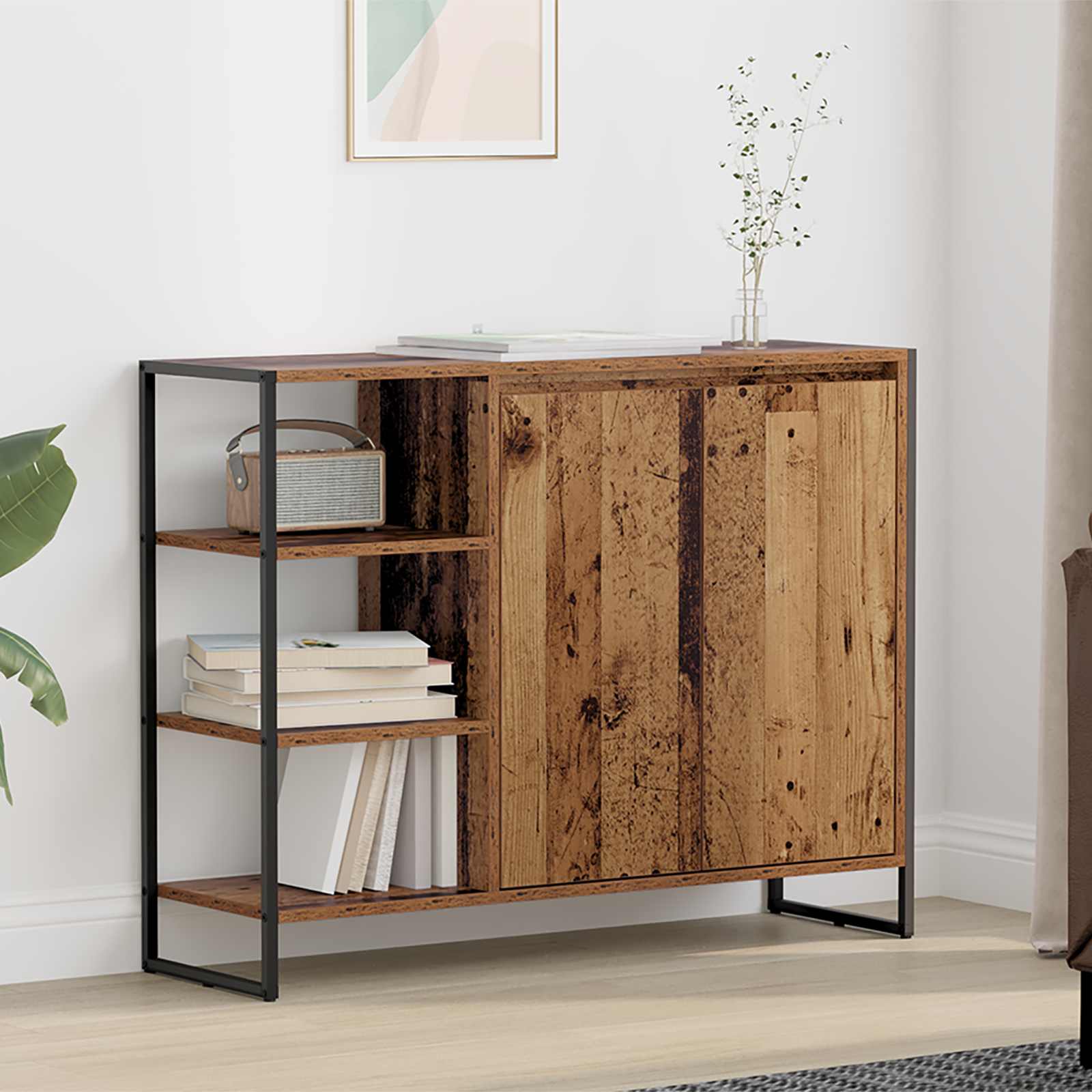 Bijzetkast Oud Hout 96.5 x 30 x 75 cm Bewerkt hout is nu te koop bij PeponiXL, paradijselijk wonen!