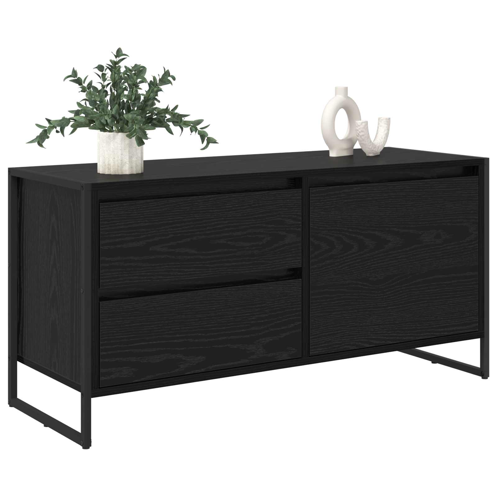 TV-kast met lade Zwart Eiken 100 x 36 x 49.5 cm Bewerkt hout is nu te koop bij PeponiXL, paradijselijk wonen!