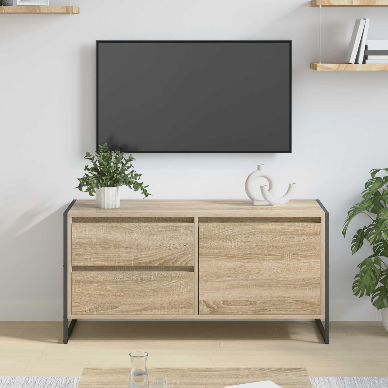 TV-kast met lade Sonoma 100 x 36 x 49.5 cm Bewerkt hout is nu te koop bij PeponiXL, paradijselijk wonen!