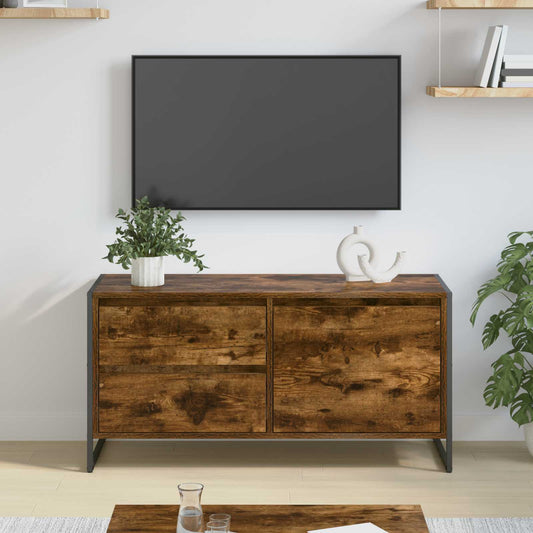 TV-kast met lade Rook Eik 100 x 36 x 49.5 cm Bewerkt hout is nu te koop bij PeponiXL, paradijselijk wonen!