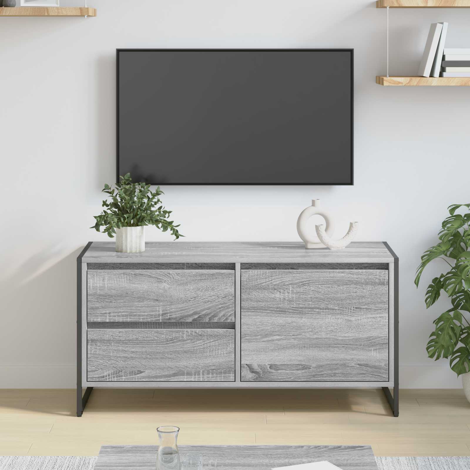 TV-kast met lade Grijs Sonoma 100 x 36 x 49.5 cm Bewerkt hout is nu te koop bij PeponiXL, paradijselijk wonen!