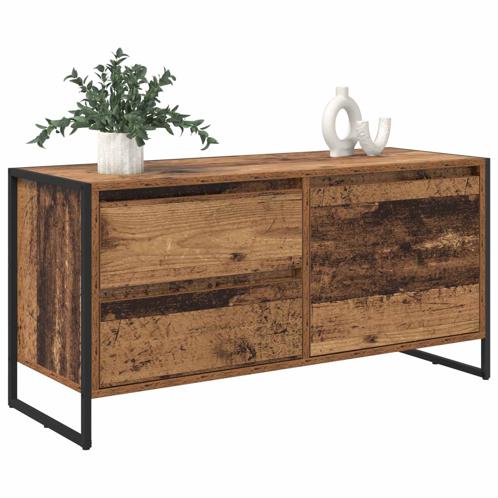 TV-kast met lade Oud Hout 100 x 36 x 49.5 cm Bewerkt hout is nu te koop bij PeponiXL, paradijselijk wonen!
