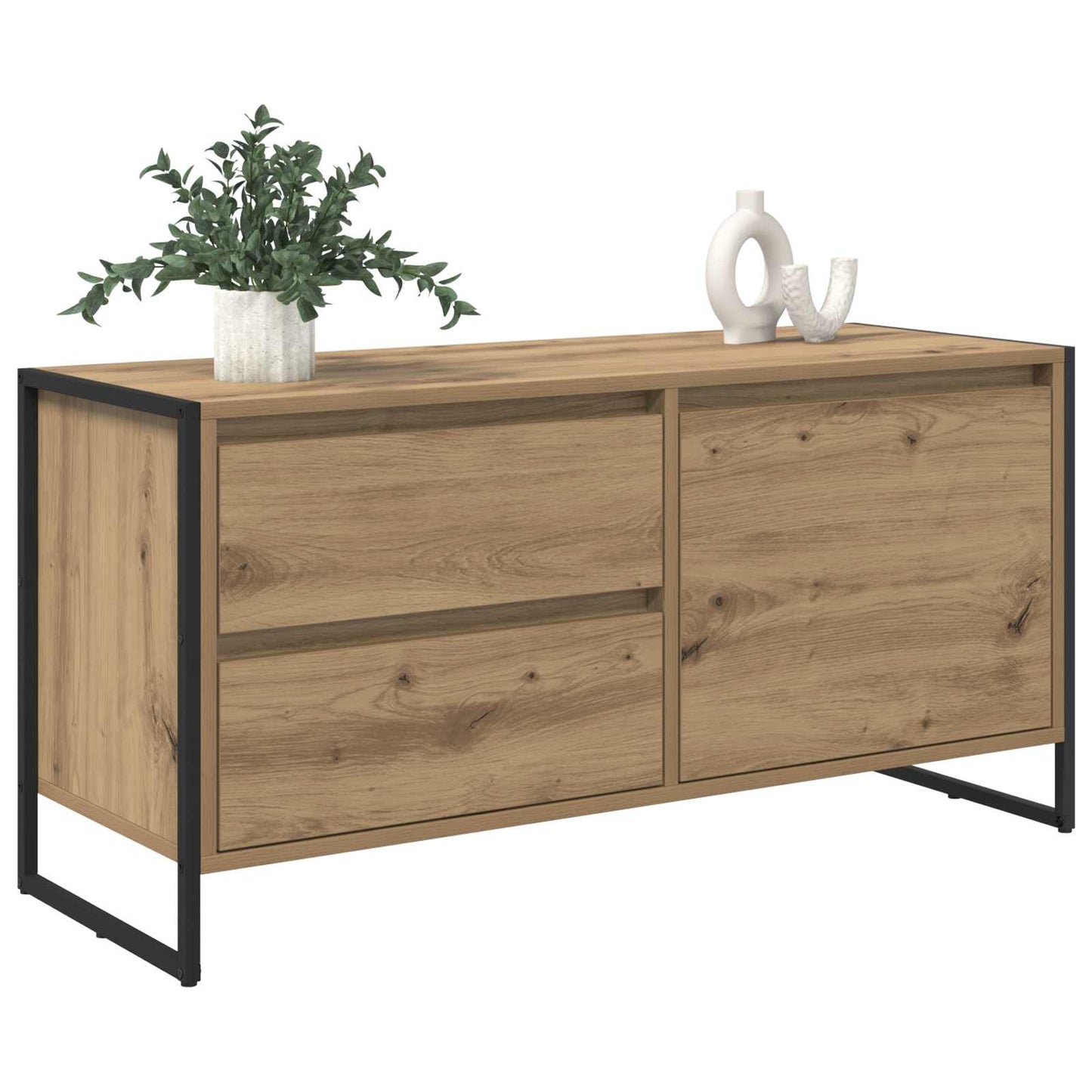 TV-kast Ambachtelijk eiken 100 x 36 x 49.5 cm Bewerkt hout is nu te koop bij PeponiXL, paradijselijk wonen!