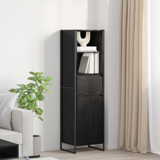 Boekenkast met lade Zwart Eiken 43 x 36 x 150.5 cm Bewerkt hout is nu te koop bij PeponiXL, paradijselijk wonen!