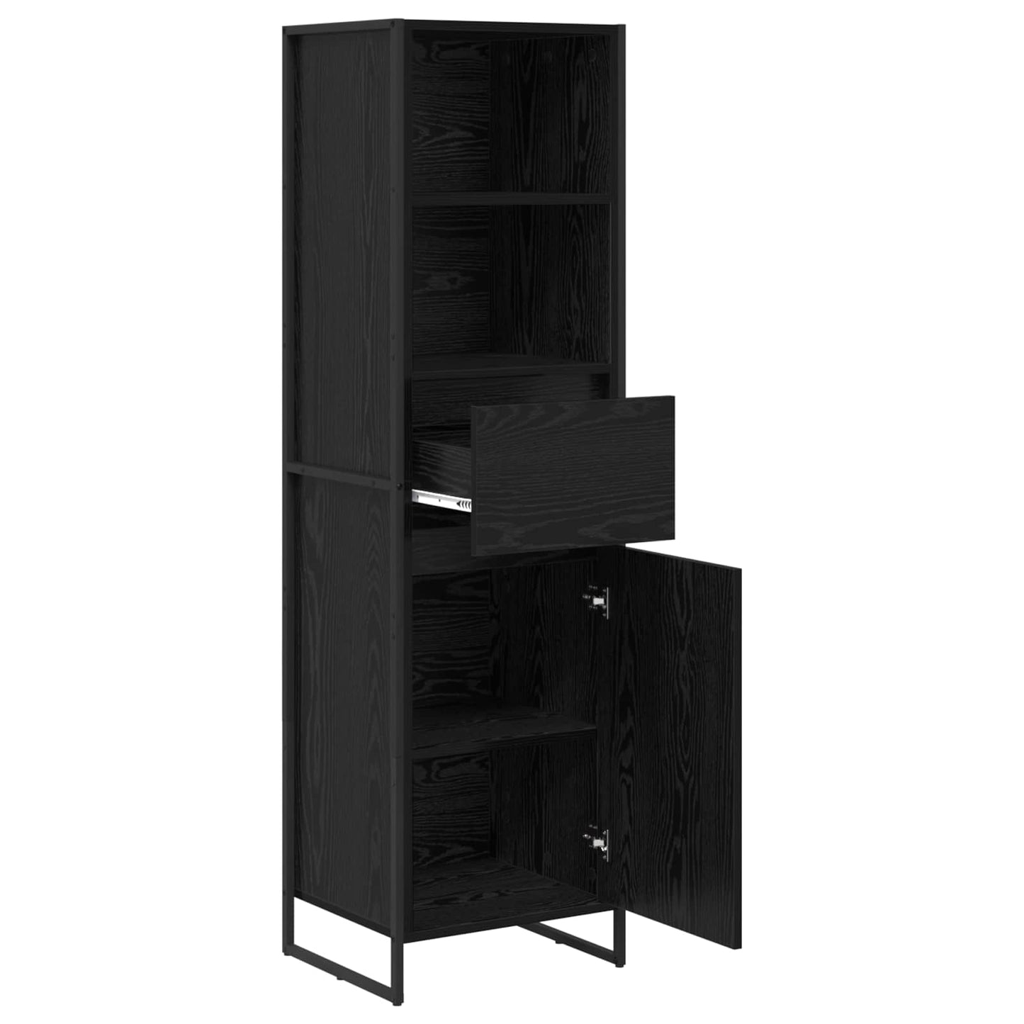 Boekenkast met lade Zwart Eiken 43 x 36 x 150.5 cm Bewerkt hout is nu te koop bij PeponiXL, paradijselijk wonen!