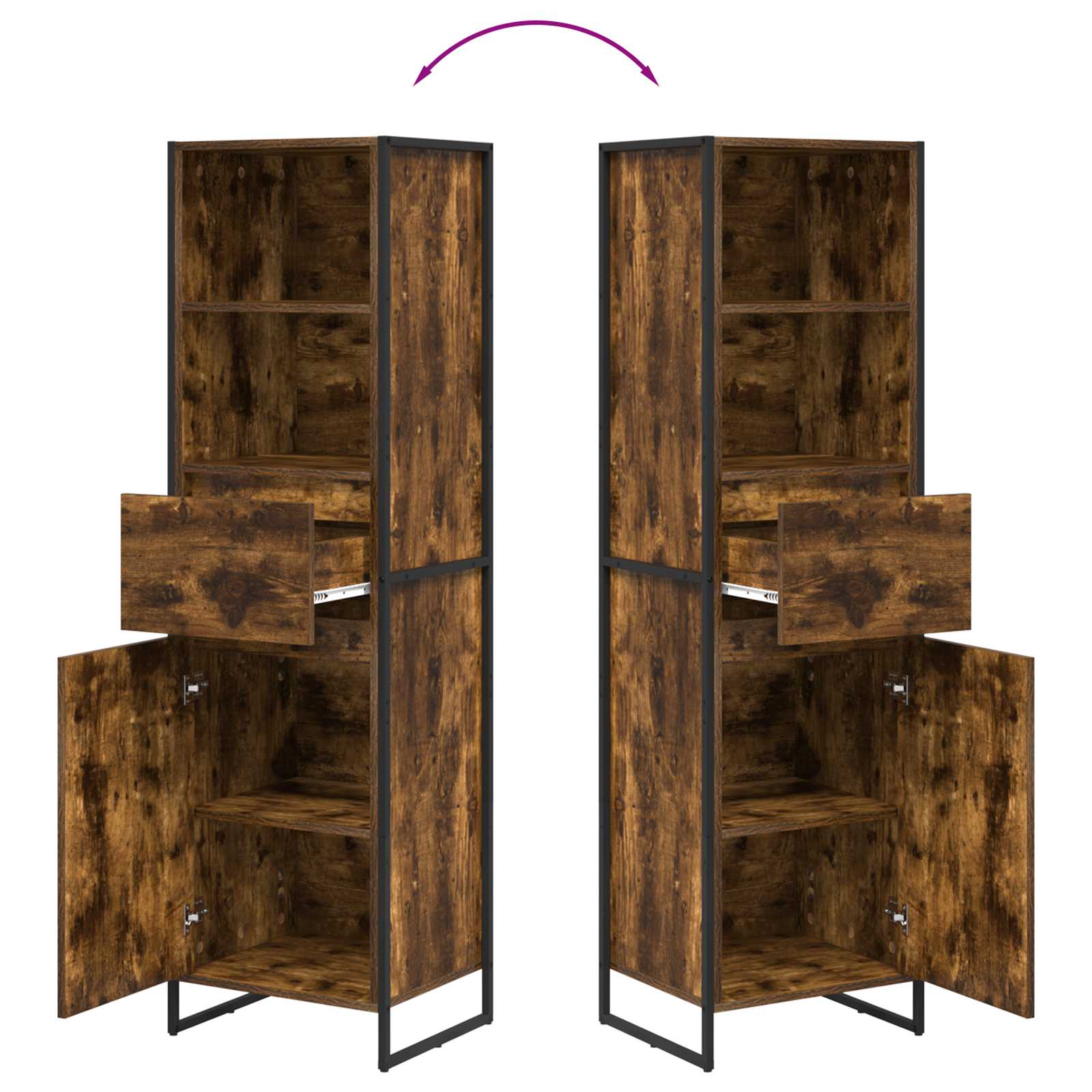 Boekenkast met lade Rook Eik 43 x 36 x 150.5 cm Bewerkt hout is nu te koop bij PeponiXL, paradijselijk wonen!
