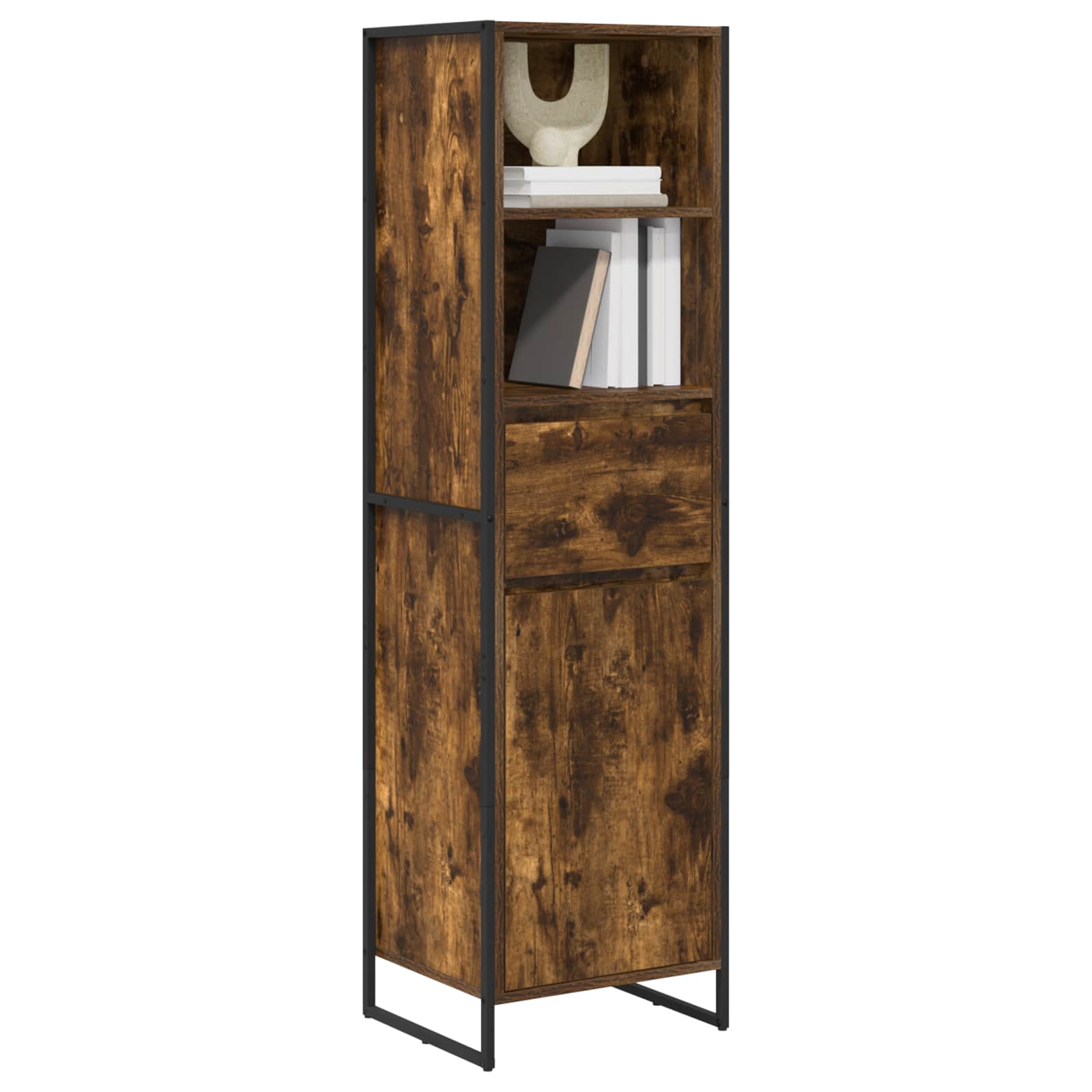 Boekenkast met lade Rook Eik 43 x 36 x 150.5 cm Bewerkt hout is nu te koop bij PeponiXL, paradijselijk wonen!
