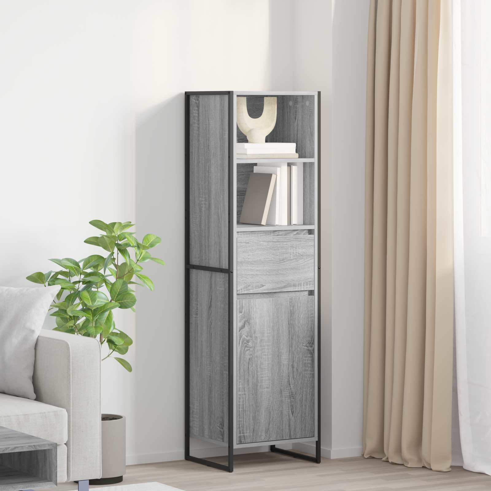 Boekenkast Grijs Sonoma 43 x 36 x 150.5 cm Bewerkt hout is nu te koop bij PeponiXL, paradijselijk wonen!
