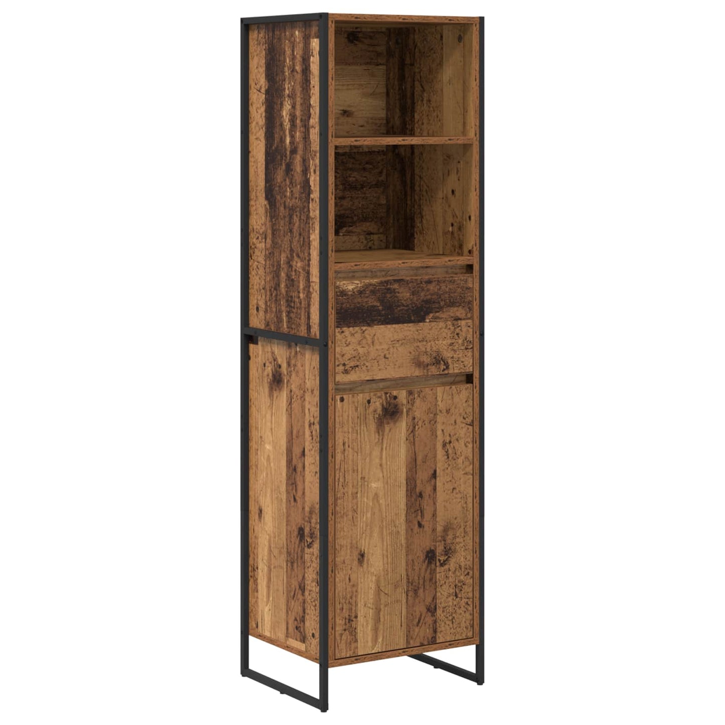 Boekenkast met lade Oud Hout 43 x 36 x 150.5 cm Bewerkt hout is nu te koop bij PeponiXL, paradijselijk wonen!