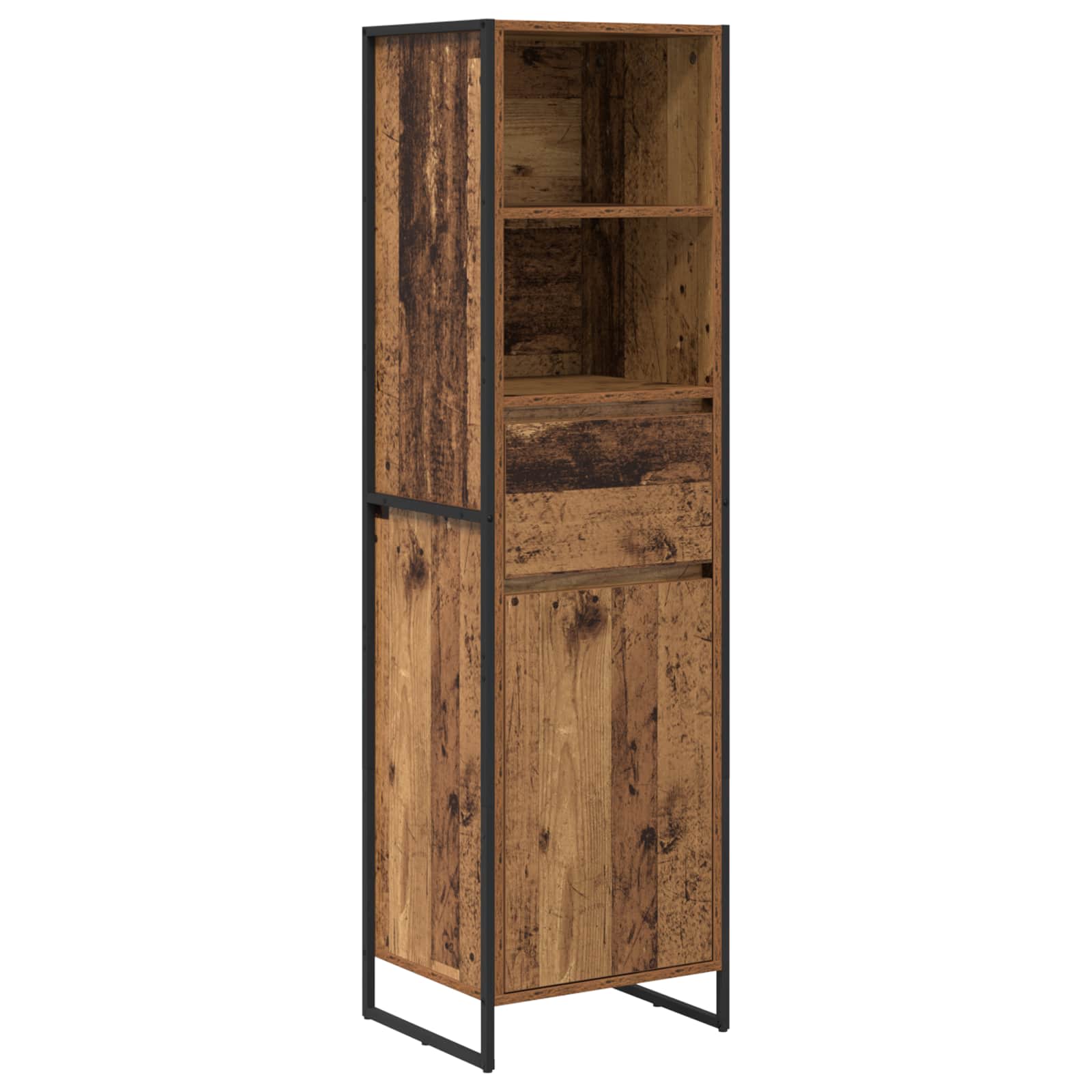 Boekenkast met lade Oud Hout 43 x 36 x 150.5 cm Bewerkt hout is nu te koop bij PeponiXL, paradijselijk wonen!
