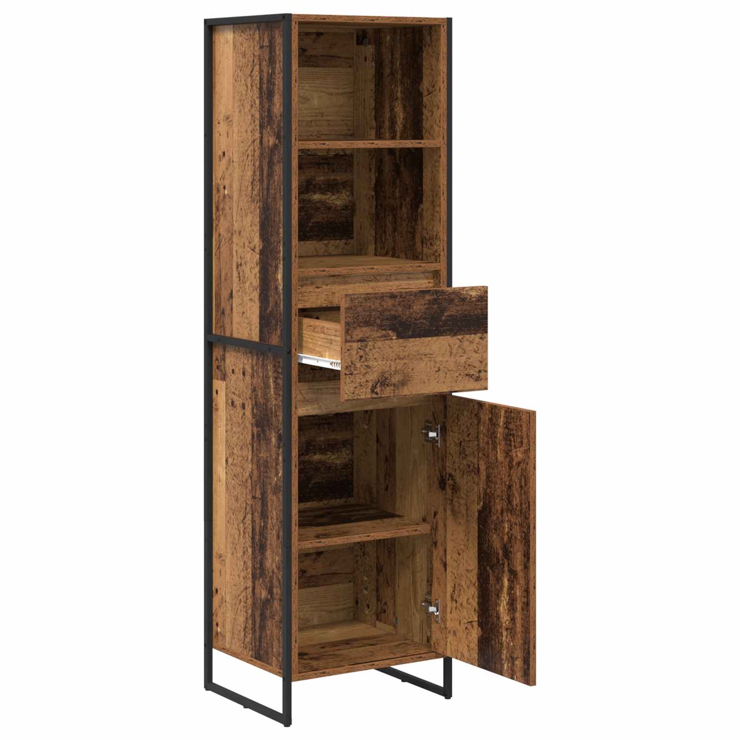 Boekenkast met lade Oud Hout 43 x 36 x 150.5 cm Bewerkt hout is nu te koop bij PeponiXL, paradijselijk wonen!