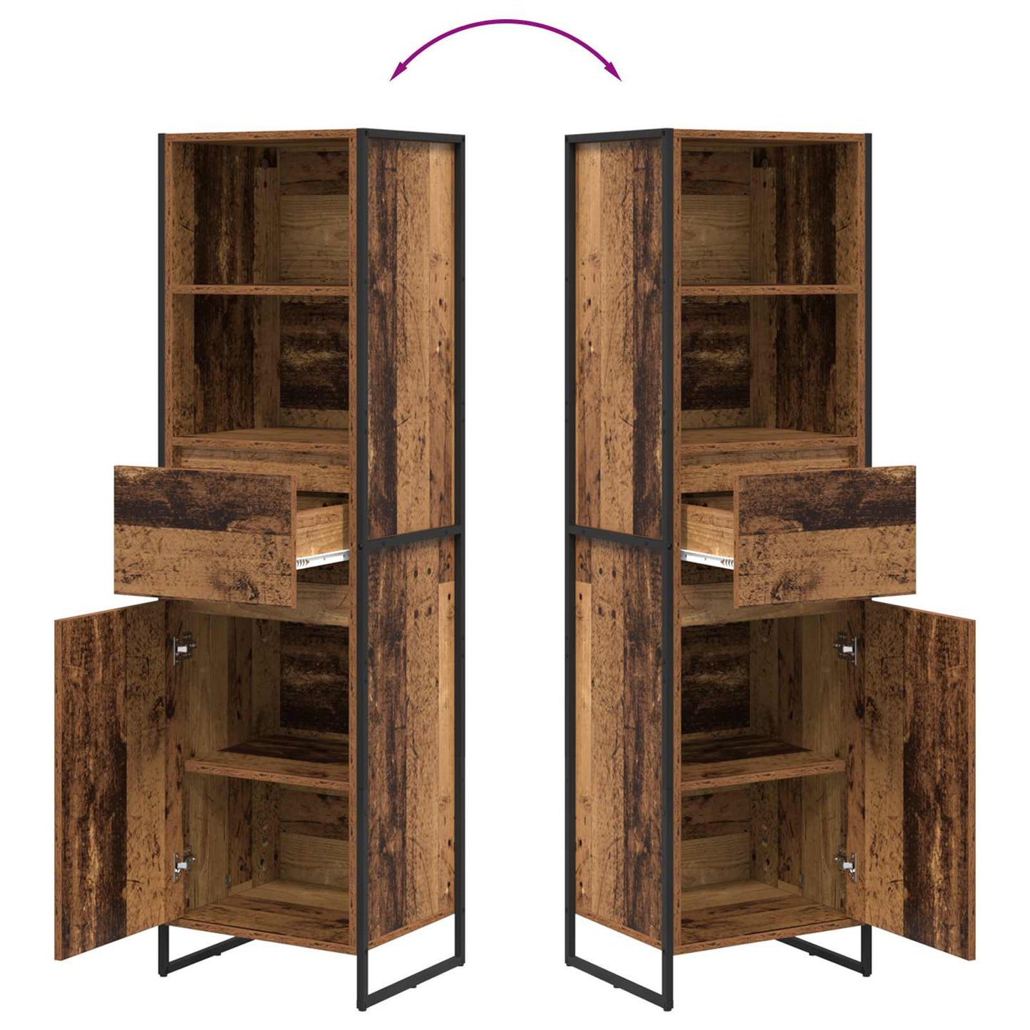 Boekenkast met lade Oud Hout 43 x 36 x 150.5 cm Bewerkt hout is nu te koop bij PeponiXL, paradijselijk wonen!