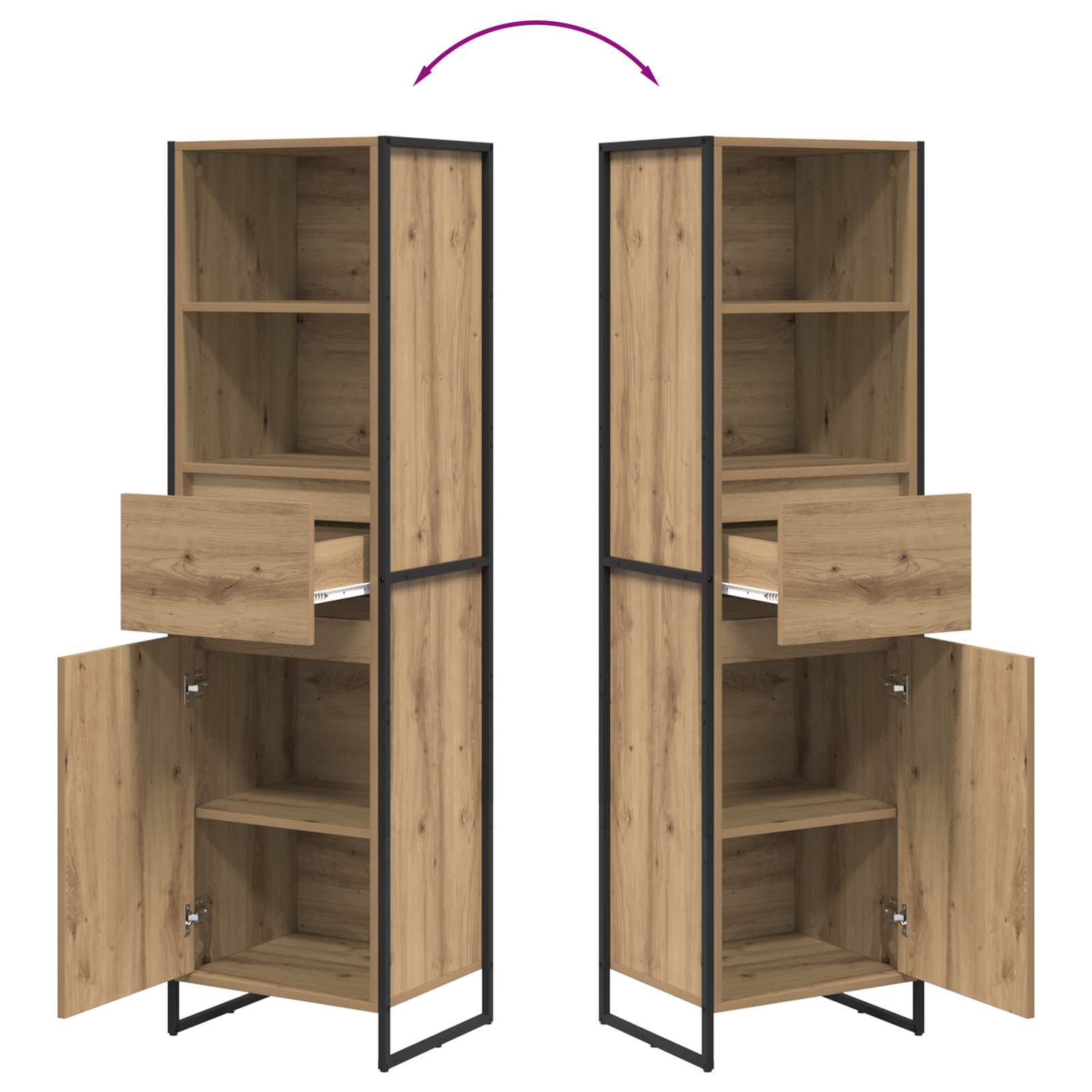 Boekenkast Ambachtelijk eiken 43 x 36 x 150.5 cm Bewerkt hout is nu te koop bij PeponiXL, paradijselijk wonen!