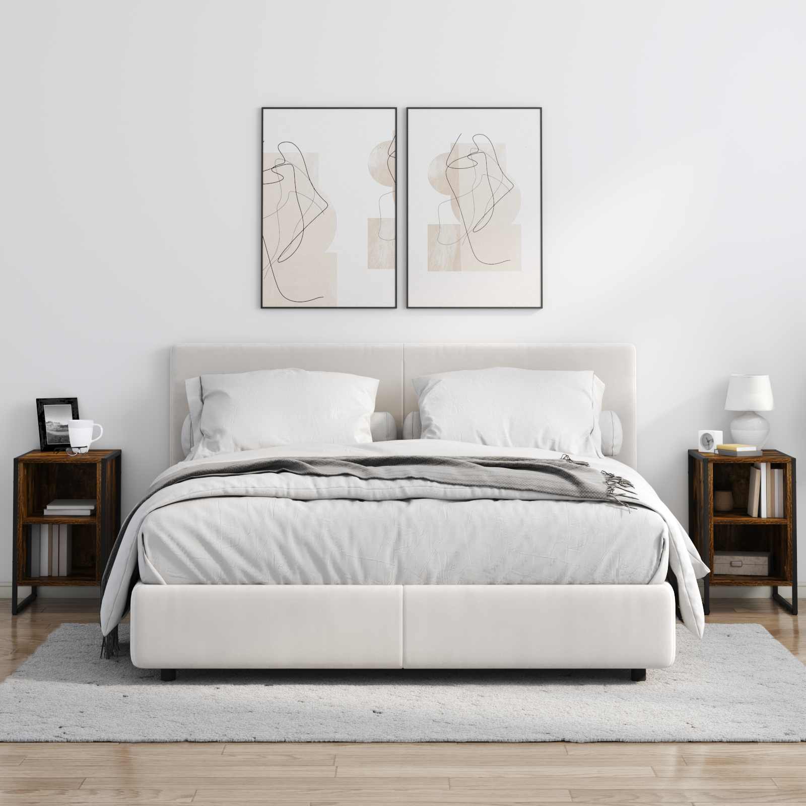 Nachtkastje Rook Eiken 39.5 x 30 x 50 cm Bewerkt hout is nu te koop bij PeponiXL, paradijselijk wonen!