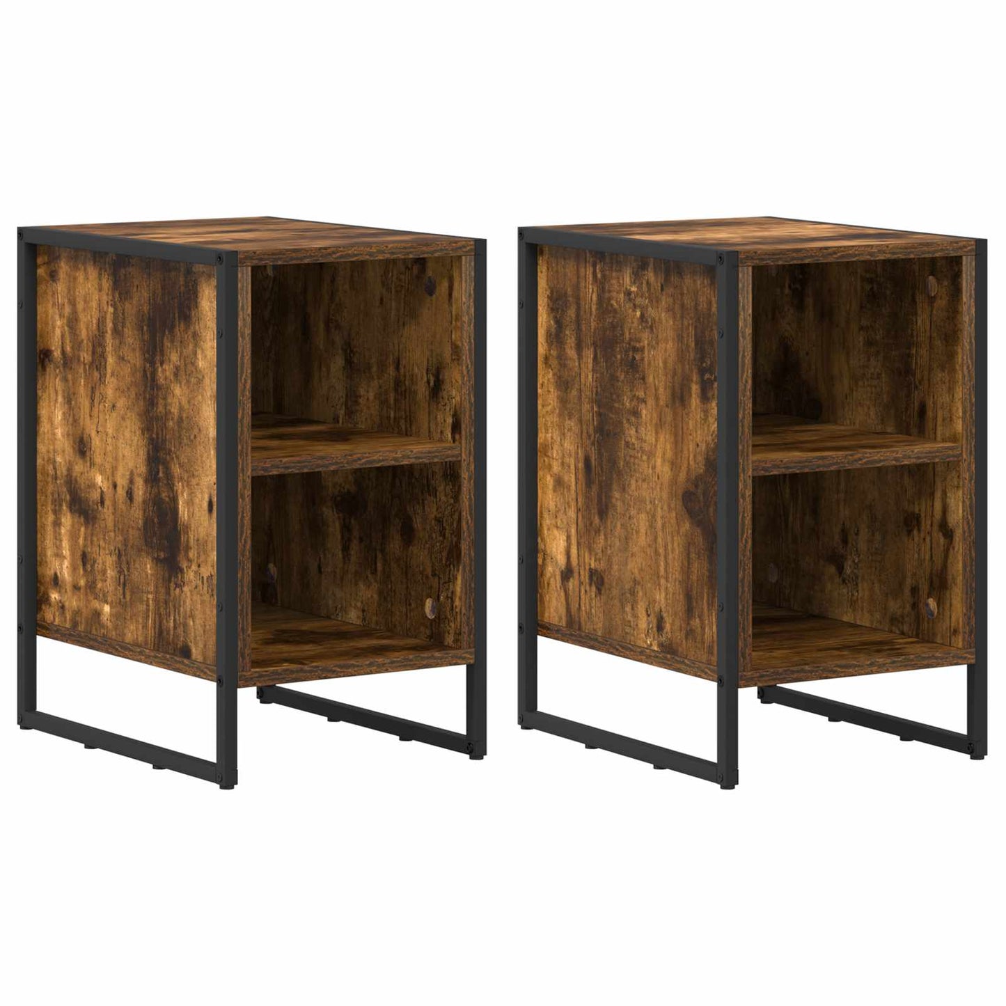 Nachtkastje 2 pcs Rook Eiken 39.5 x 30 x 50 cm Bewerkt hout is nu te koop bij PeponiXL, paradijselijk wonen!