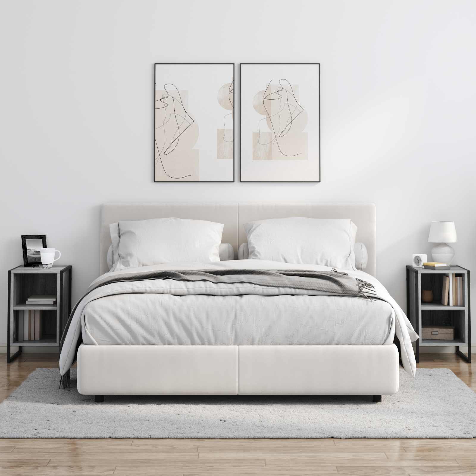 Nachtkastje 2 pcs Grijs Sonoma 39.5 x 30 x 50 cm Bewerkt hout is nu te koop bij PeponiXL, paradijselijk wonen!