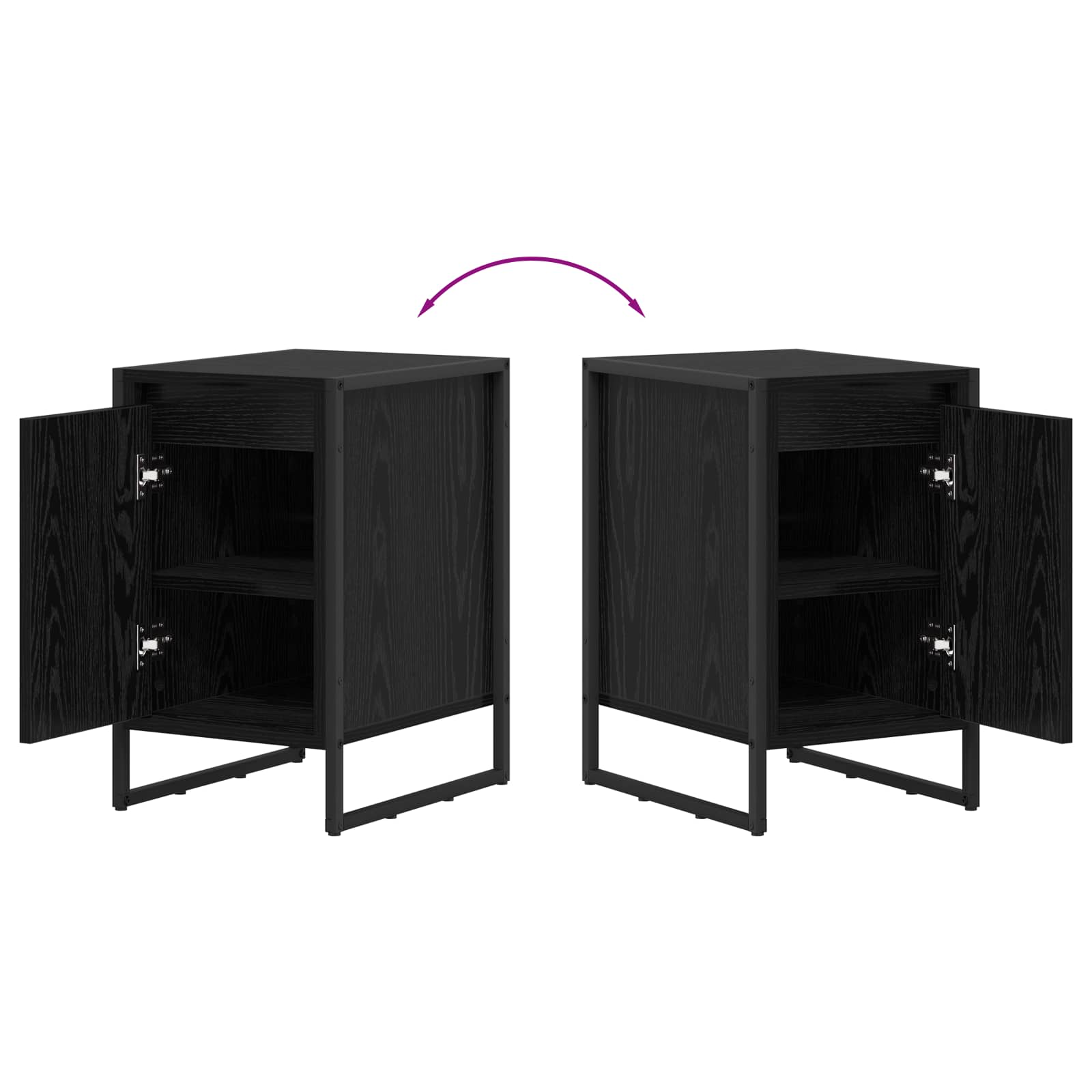 Nachtkastje Zwart Eiken 39,5 x 30 x 50 cm Bewerkt hout is nu te koop bij PeponiXL, paradijselijk wonen!