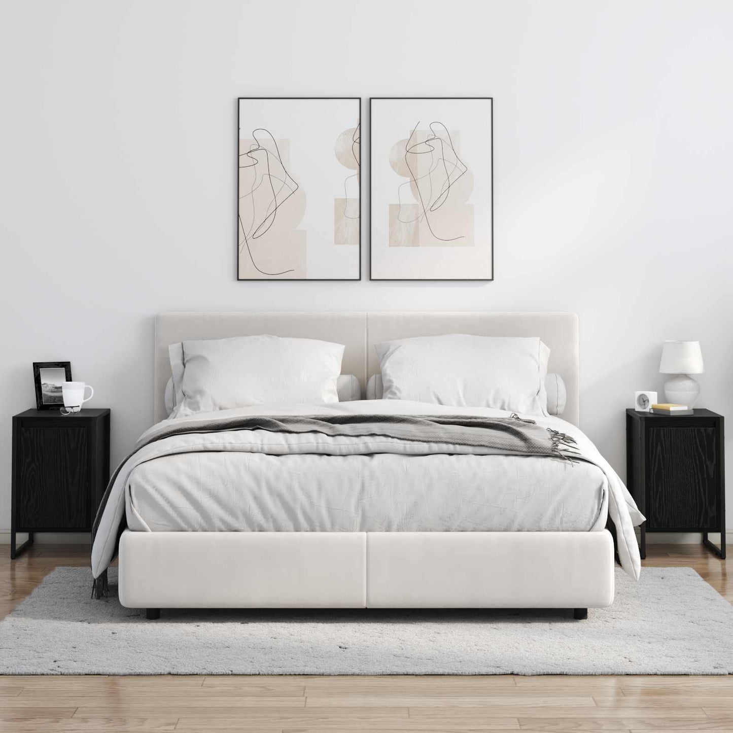 Nachtkastje 2 pcs Zwart Eiken 39,5 x 30 x 50 cm Bewerkt hout is nu te koop bij PeponiXL, paradijselijk wonen!