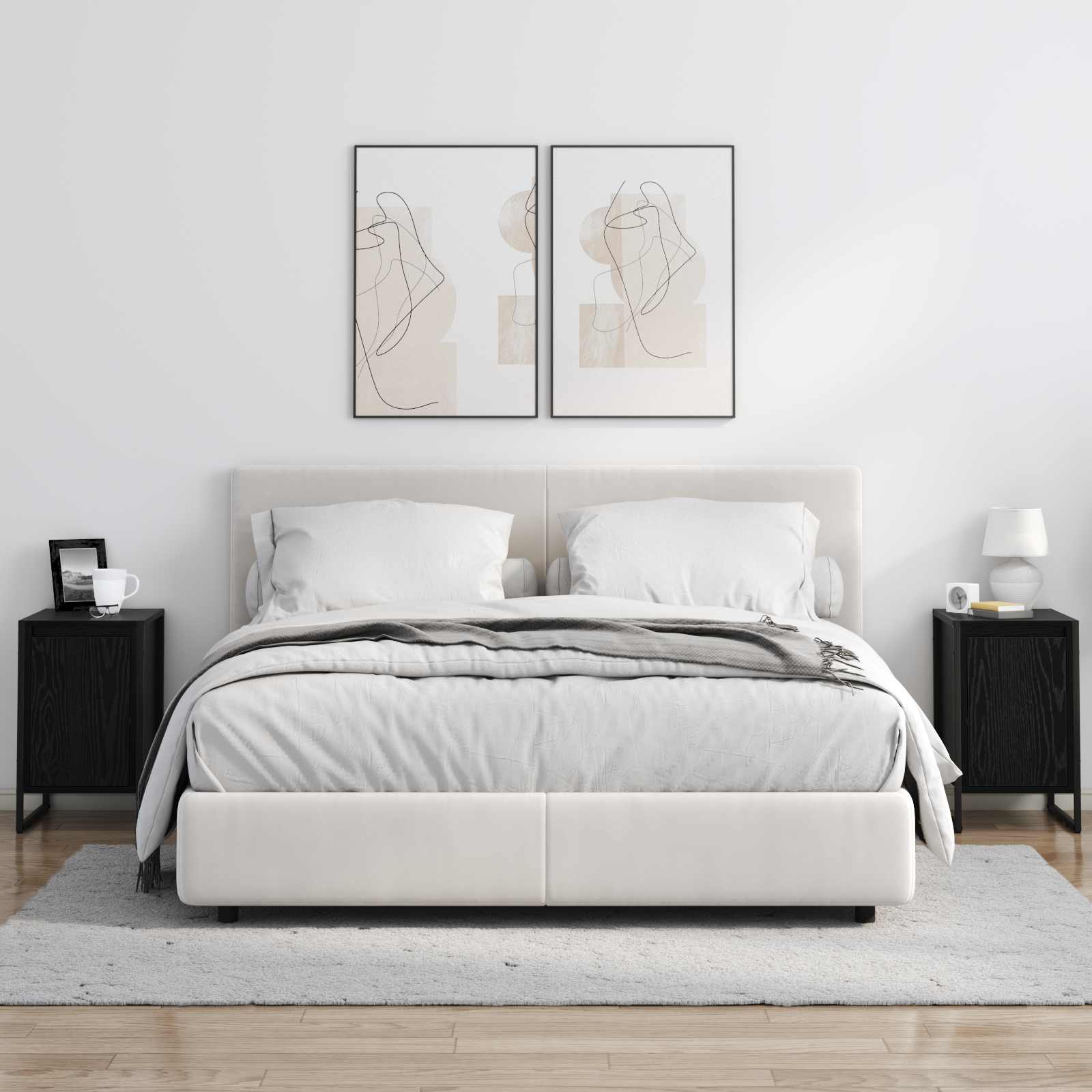 Nachtkastje 2 pcs Zwart Eiken 39,5 x 30 x 50 cm Bewerkt hout is nu te koop bij PeponiXL, paradijselijk wonen!