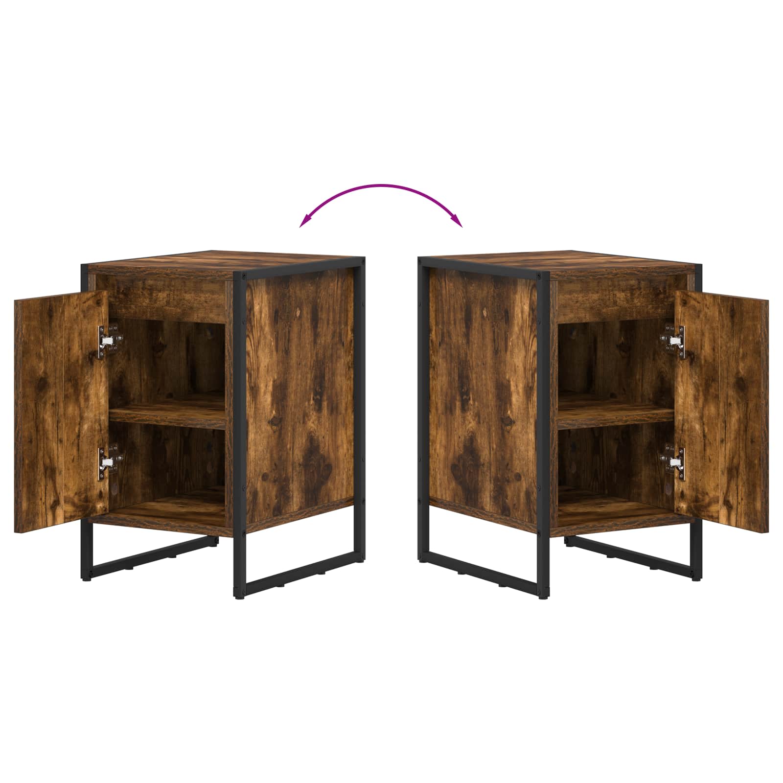 Nachtkastje Rook Eik 39,5 x 30 x 50 cm Bewerkt hout is nu te koop bij PeponiXL, paradijselijk wonen!