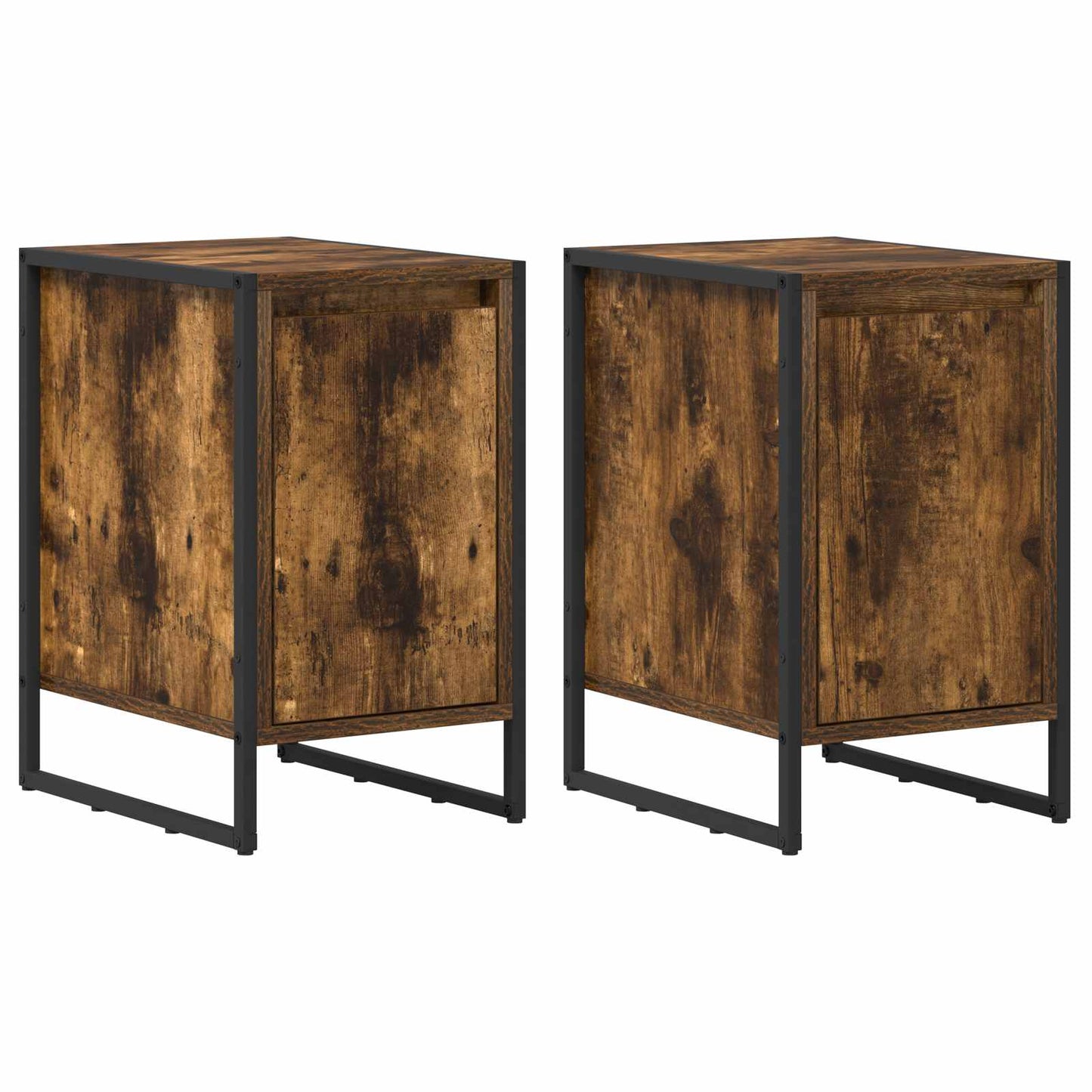 Nachtkastje 2 pcs Rook Eik 39,5 x 30 x 50 cm Bewerkt hout is nu te koop bij PeponiXL, paradijselijk wonen!