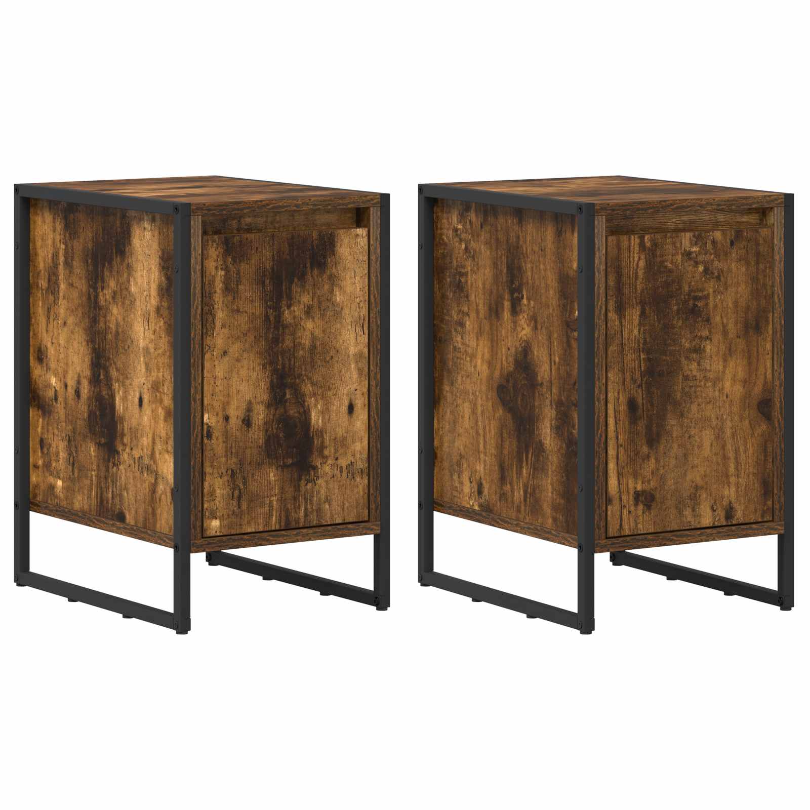 Nachtkastje 2 pcs Rook Eik 39,5 x 30 x 50 cm Bewerkt hout is nu te koop bij PeponiXL, paradijselijk wonen!