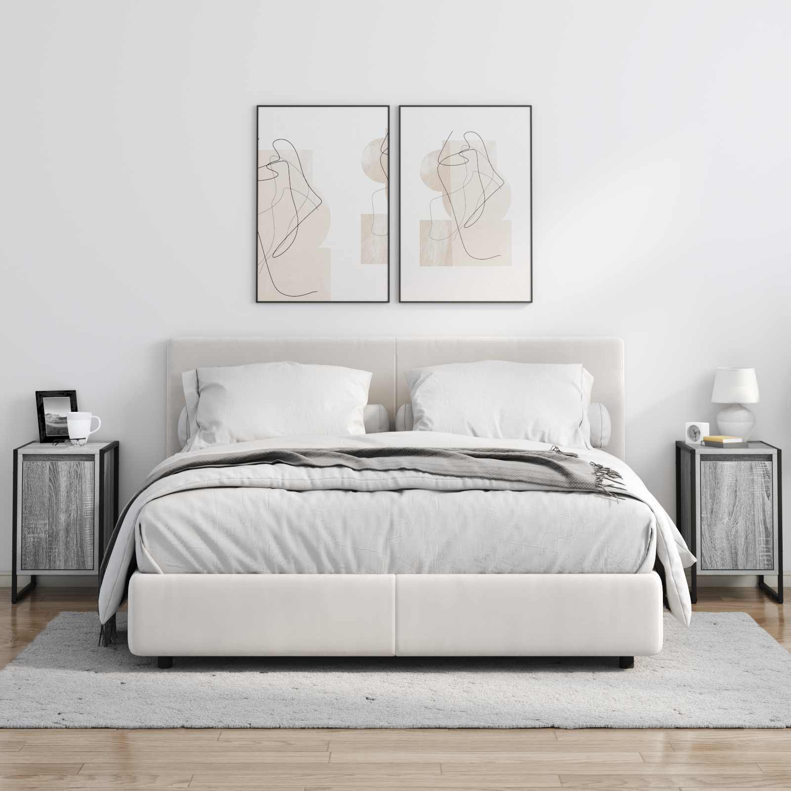 Nachtkastje 2 pcs Grijs Sonoma 39,5 x 30 x 50 cm Bewerkt hout is nu te koop bij PeponiXL, paradijselijk wonen!