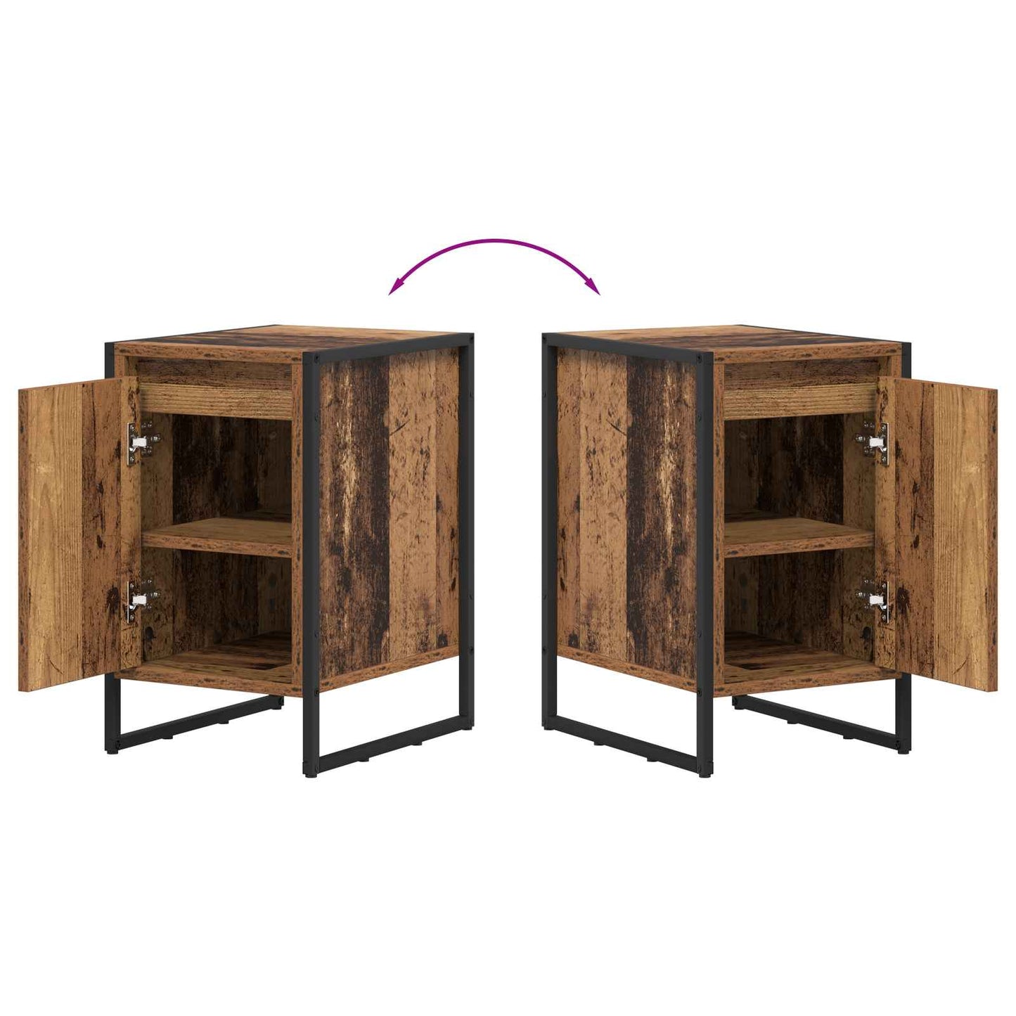 Nachtkastje Oud Hout 39,5 x 30 x 50 cm Bewerkt hout is nu te koop bij PeponiXL, paradijselijk wonen!