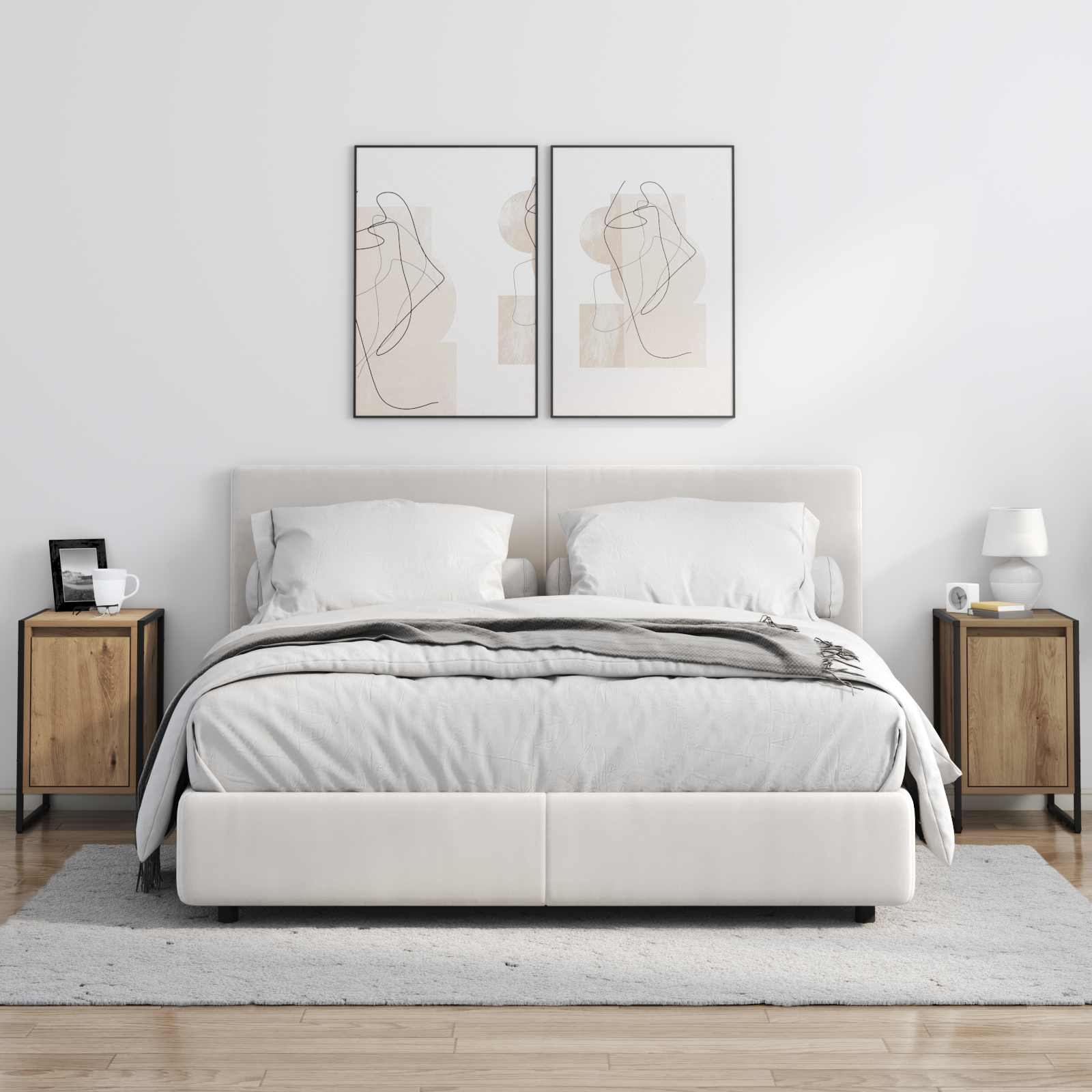 Nachtkastje Ambachtelijk eiken 39,5 x 30 x 50 cm Bewerkt hout is nu te koop bij PeponiXL, paradijselijk wonen!