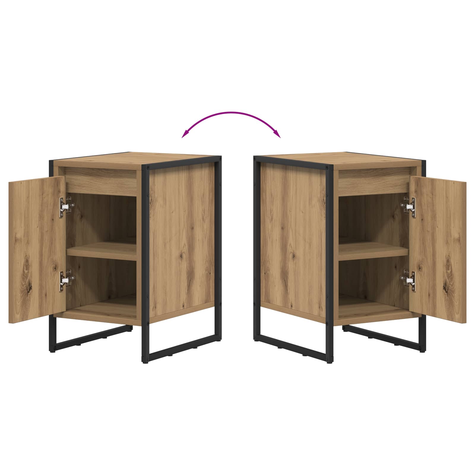 Nachtkastje Ambachtelijk eiken 39,5 x 30 x 50 cm Bewerkt hout is nu te koop bij PeponiXL, paradijselijk wonen!