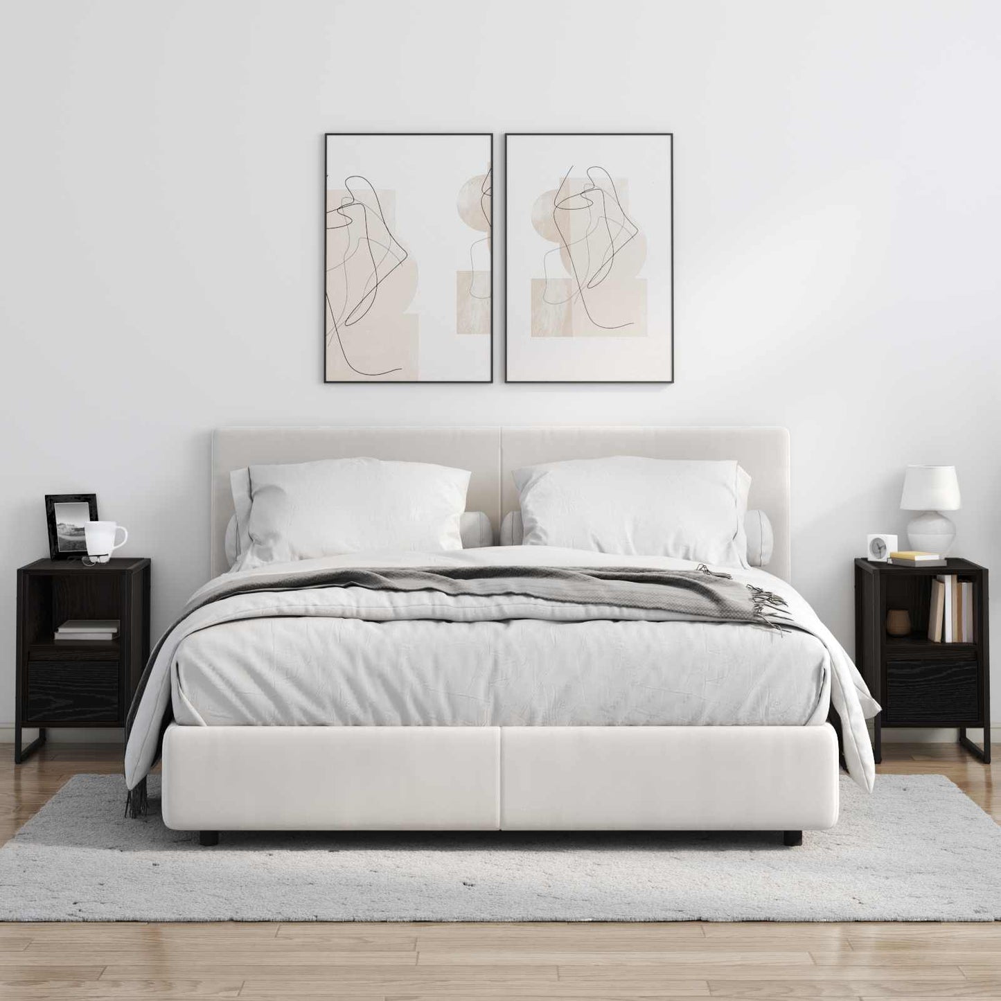 Nachtkastje 2 pcs Zwart Eiken 39,5 x 30 x 50 cm Bewerkt hout is nu te koop bij PeponiXL, paradijselijk wonen!