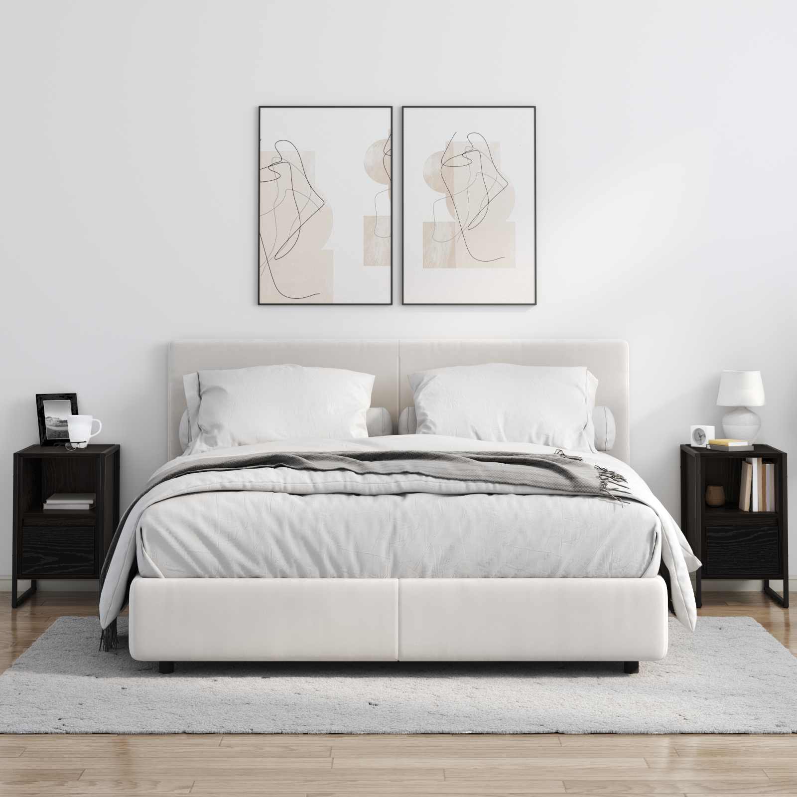 Nachtkastje 2 pcs Zwart Eiken 39,5 x 30 x 50 cm Bewerkt hout is nu te koop bij PeponiXL, paradijselijk wonen!