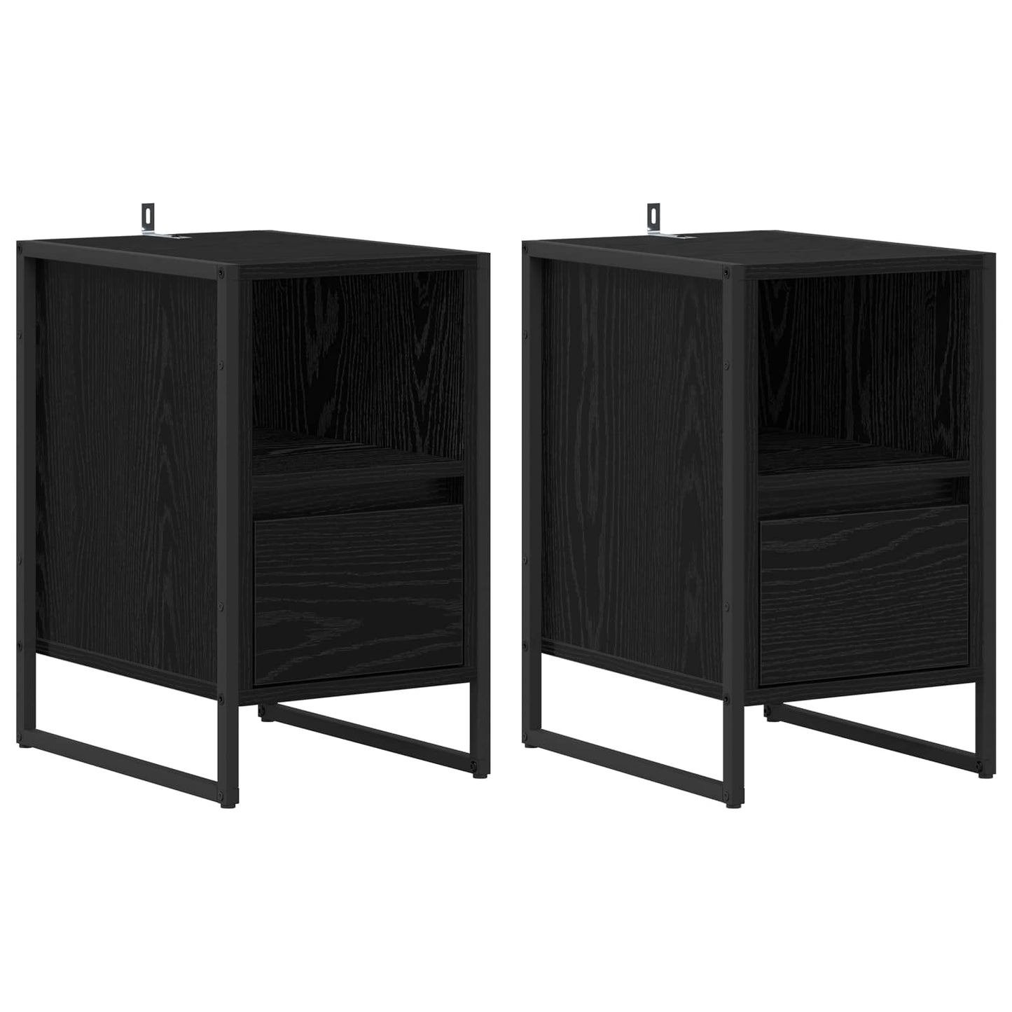 Nachtkastje 2 pcs Zwart Eiken 39,5 x 30 x 50 cm Bewerkt hout is nu te koop bij PeponiXL, paradijselijk wonen!