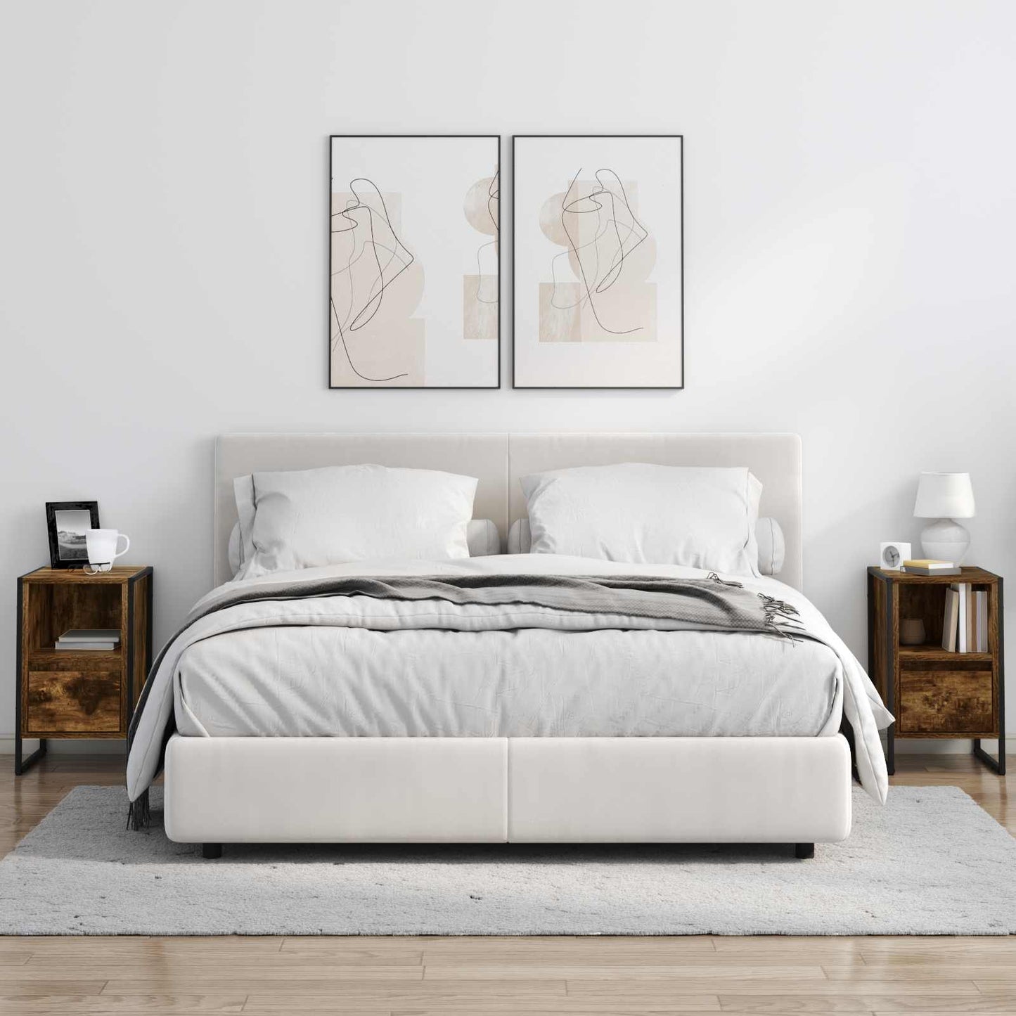 Nachtkastje met lade Rook Eik 39,5 x 30 x 50 cm Bewerkt hout is nu te koop bij PeponiXL, paradijselijk wonen!