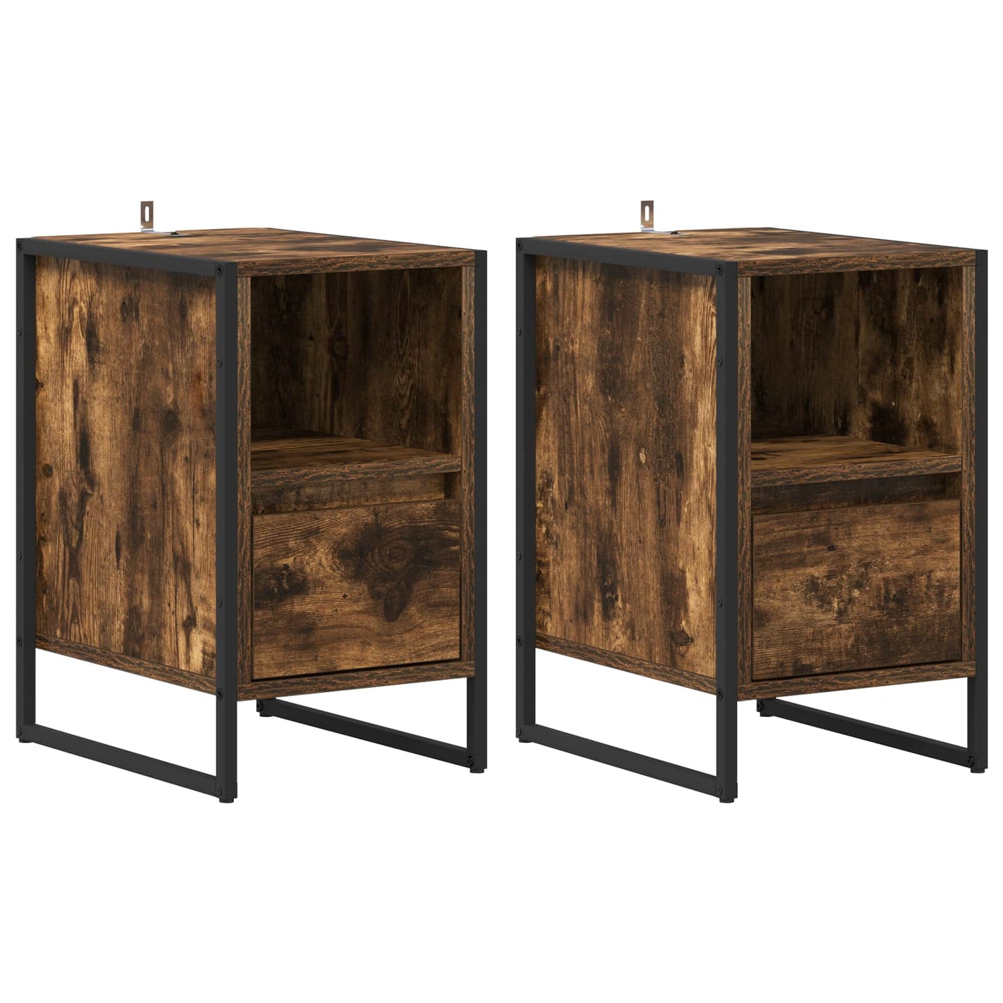 Nachtkastje 2 pcs Rook Eik 39,5 x 30 x 50 cm Bewerkt hout is nu te koop bij PeponiXL, paradijselijk wonen!