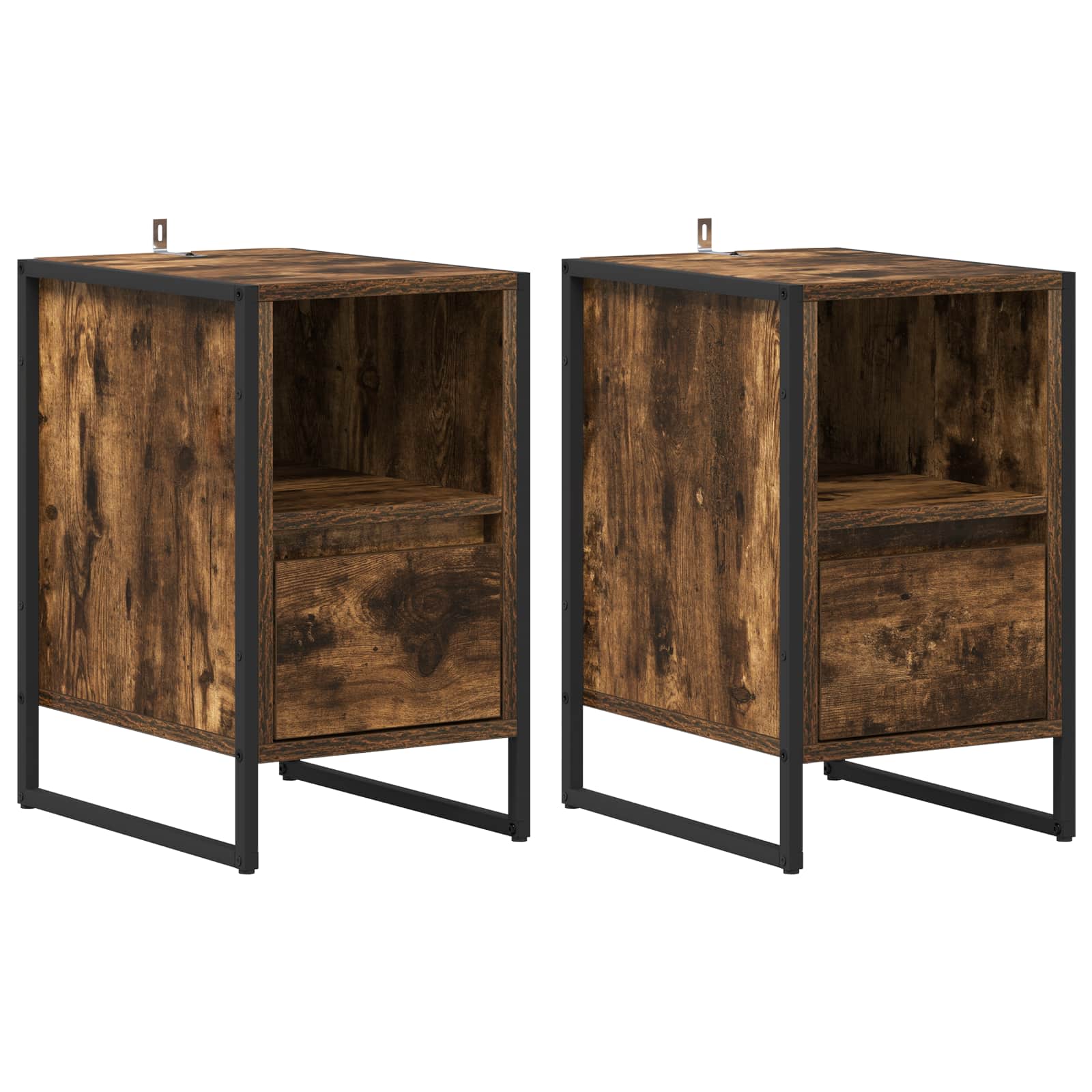 Nachtkastje 2 pcs Rook Eik 39,5 x 30 x 50 cm Bewerkt hout is nu te koop bij PeponiXL, paradijselijk wonen!