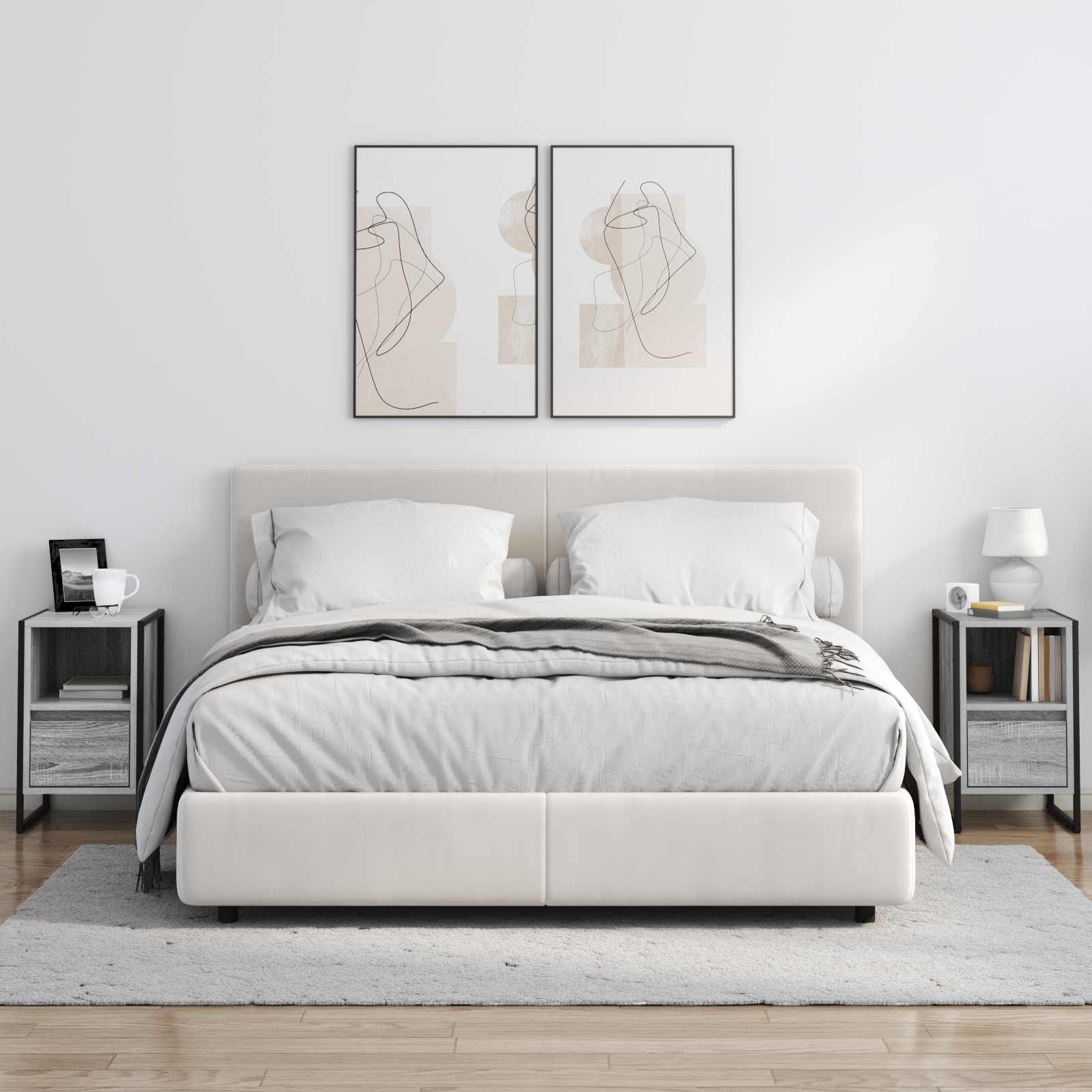 Nachtkastje 2 pcs Grijs Sonoma 39,5 x 30 x 50 cm Bewerkt hout is nu te koop bij PeponiXL, paradijselijk wonen!