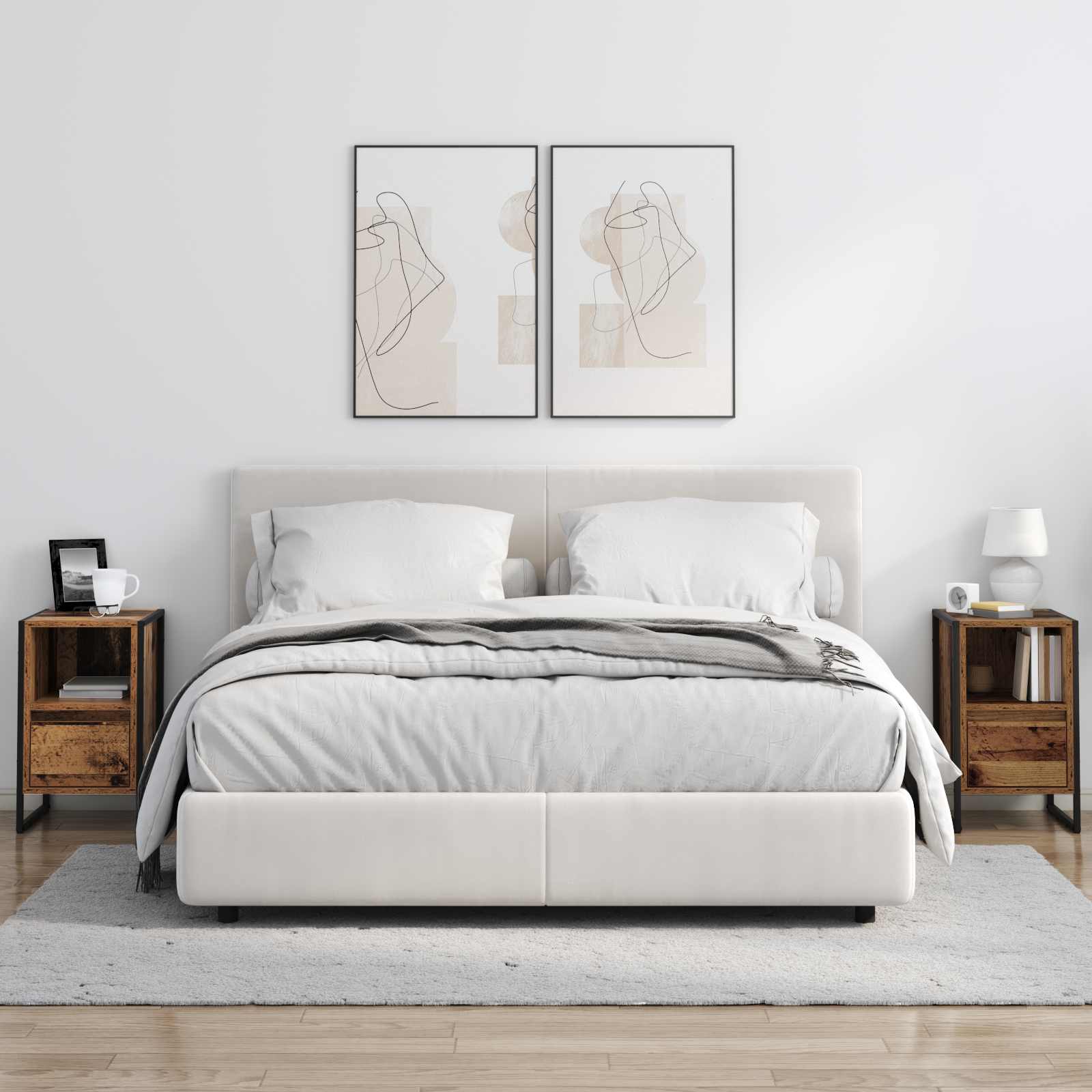 Nachtkastje 2 pcs Oud Hout 39,5 x 30 x 50 cm Bewerkt hout is nu te koop bij PeponiXL, paradijselijk wonen!