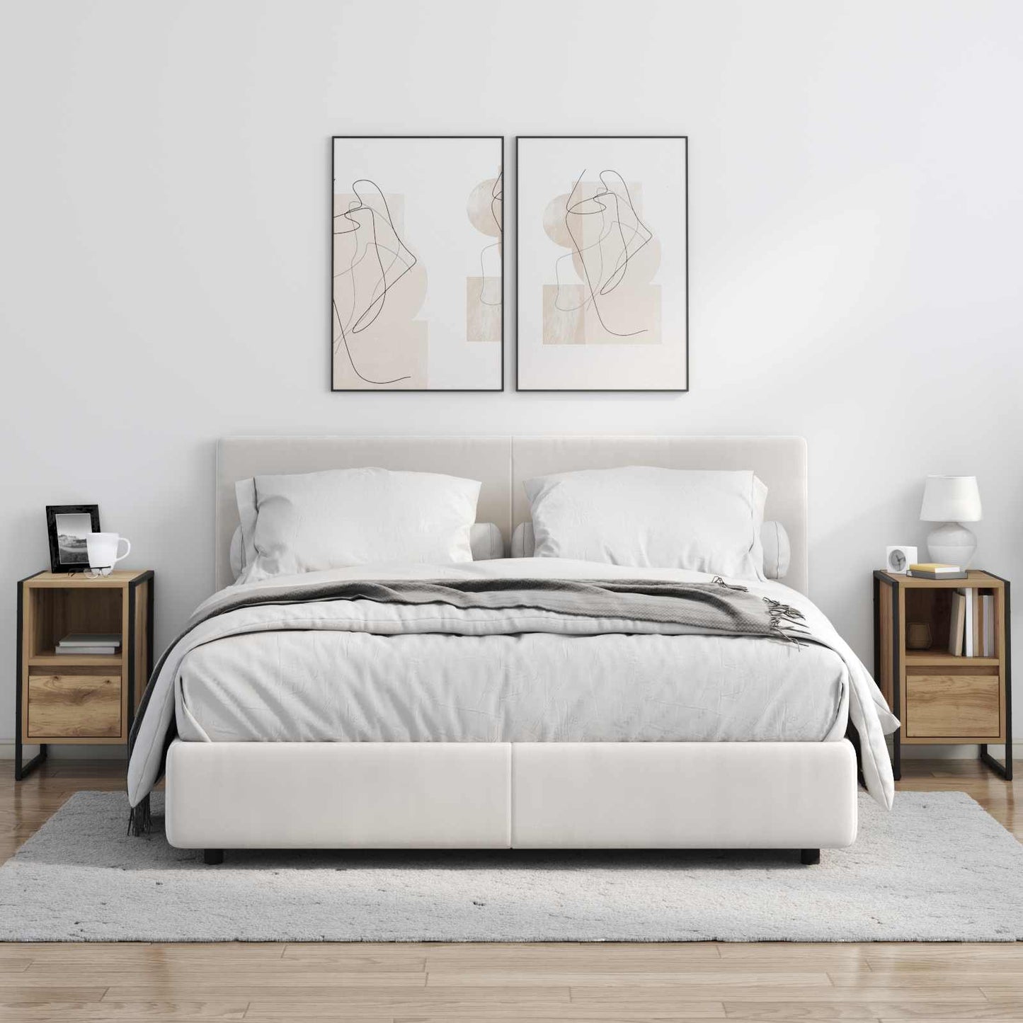 Nachtkastje met lade 2 pcs Ambachtelijk eiken 39,5 x 30 x 50 cm is nu te koop bij PeponiXL, paradijselijk wonen!