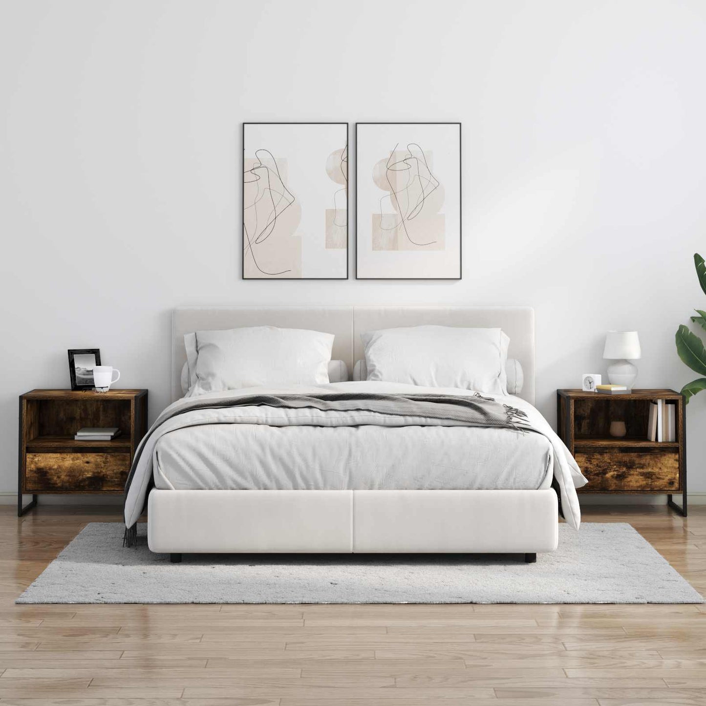 Nachtkastje met lade Rook Eik 50 x 39,5 x 50 cm Bewerkt hout is nu te koop bij PeponiXL, paradijselijk wonen!