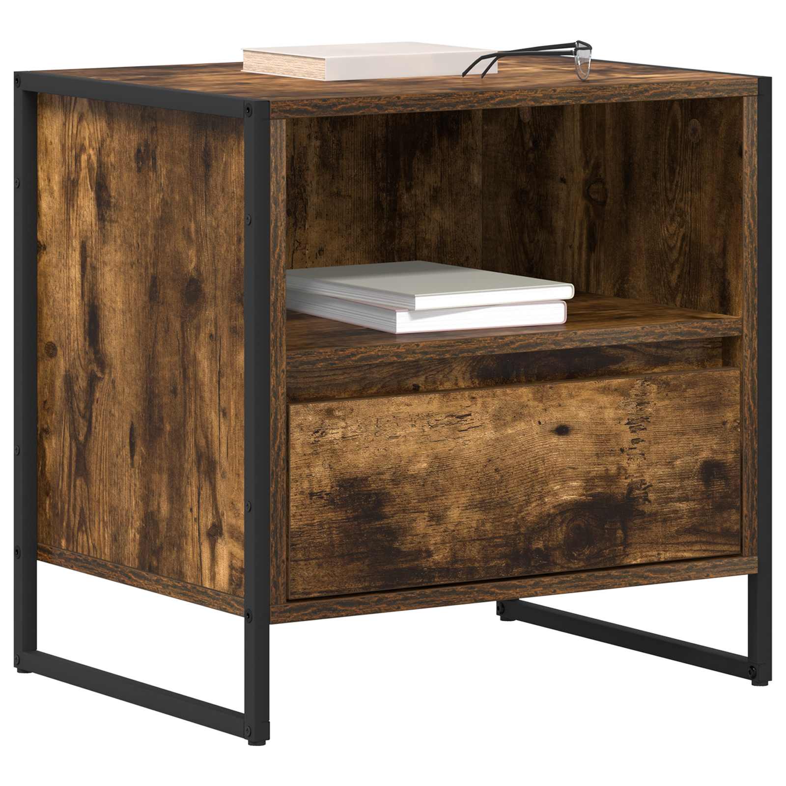 Nachtkastje 2 pcs Rook Eik 50 x 39,5 x 50 cm Bewerkt hout is nu te koop bij PeponiXL, paradijselijk wonen!