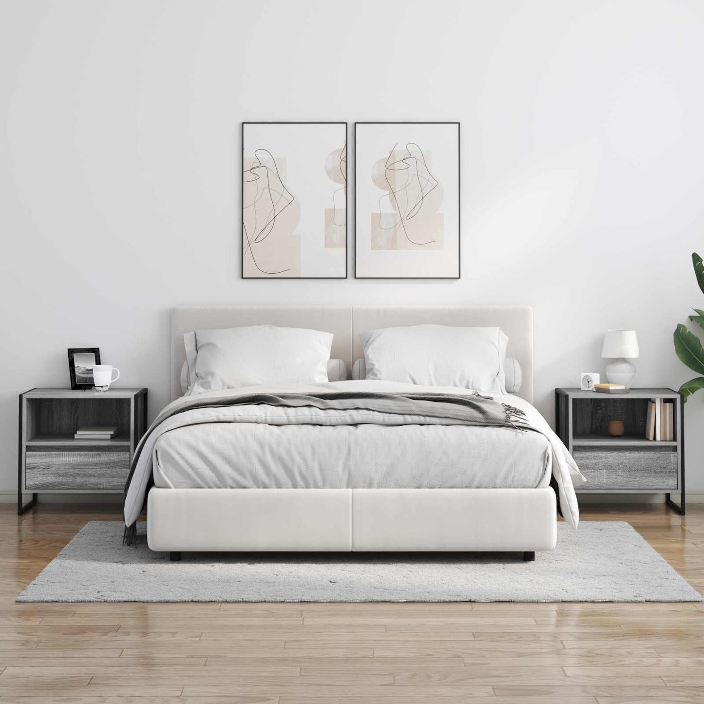 Nachtkastje 2 pcs Grijs Sonoma 50 x 39,5 x 50 cm Bewerkt hout is nu te koop bij PeponiXL, paradijselijk wonen!